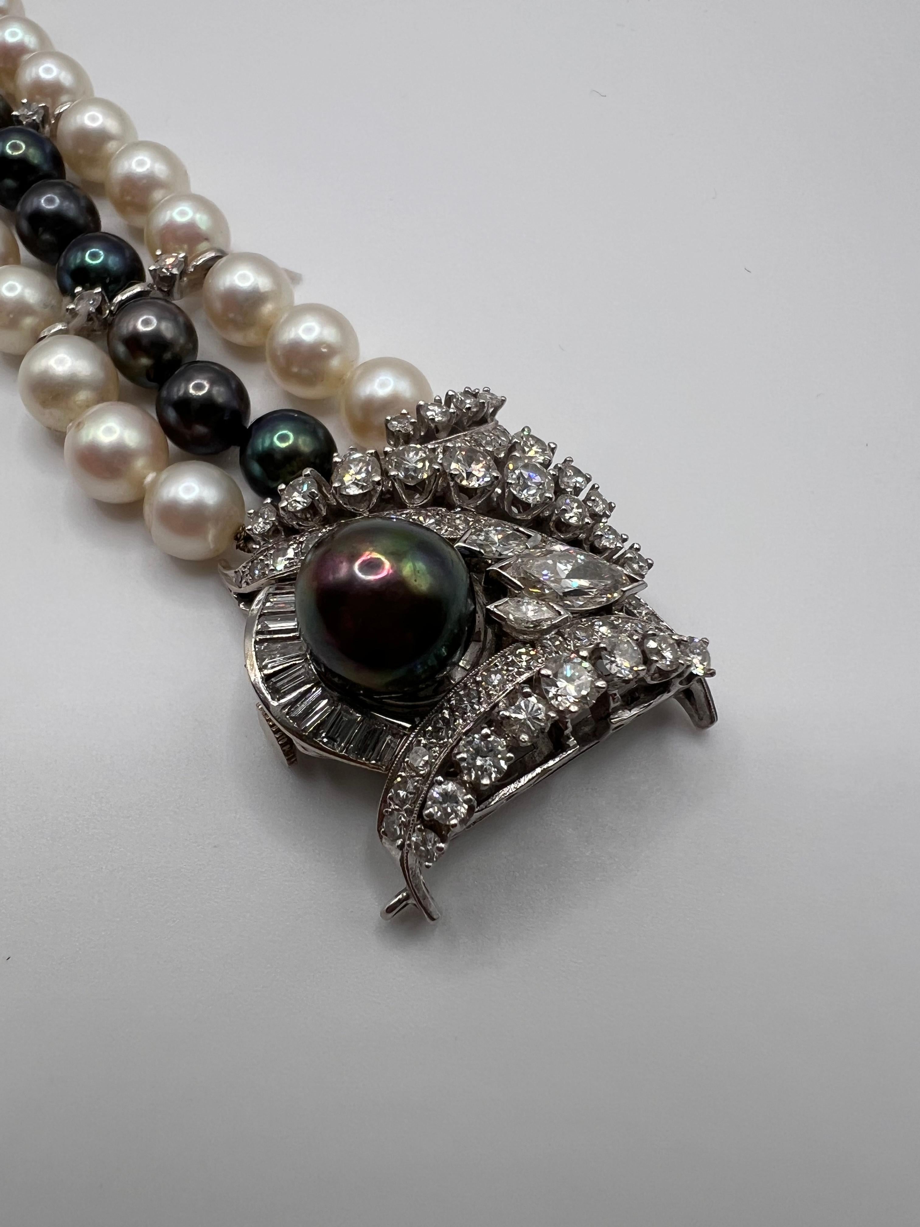 Le Courie 14kt White Gold, Diamond and Black and White Pearl Covered Watch For Sale 3