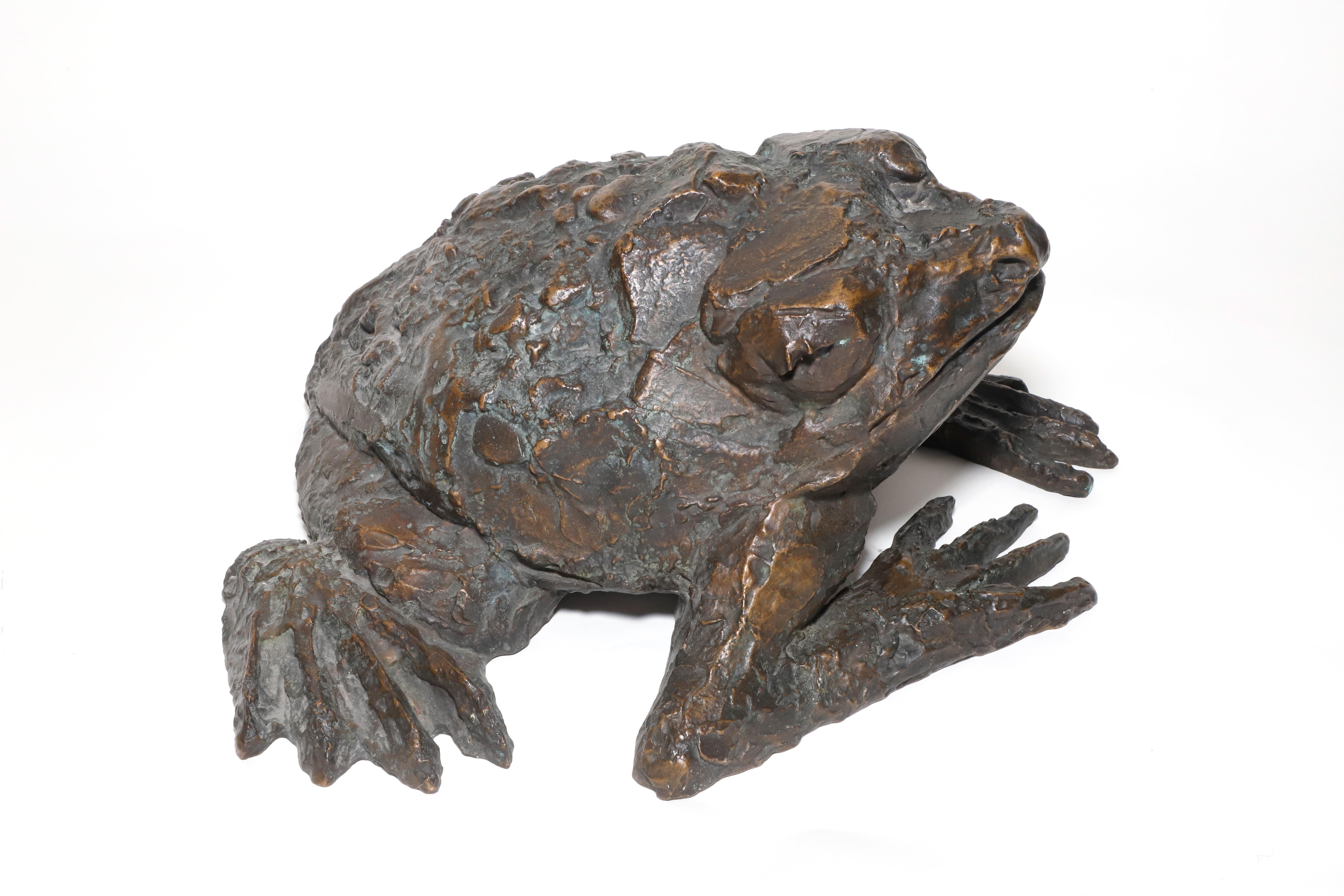 Green brown patinated bronze sculpture by the French artist Henri George Adam. Titled 
