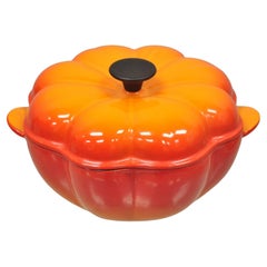 Retro Le Creuset France Orange Cast Iron 2 Qt Dutch Oven Pumpkin Shape Pot