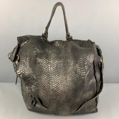 LE CUIR PERDU Black Gold Textured Leather Oversized Tote Handbag