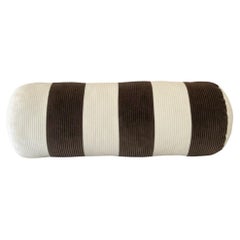 Le Cylindre Stripe Cotton Corduroy Bolster Cushion, Chalk/Espresso