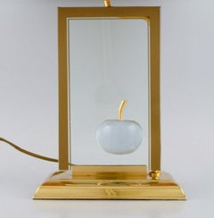 Le Dauphin, France, "La Pomme" Table Lamp in Clear Art Glass and Brass