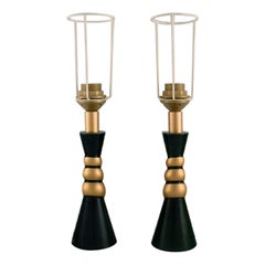 Deux lampes de bureau en grès émaillé Le Dauphin, France, années 1960/70