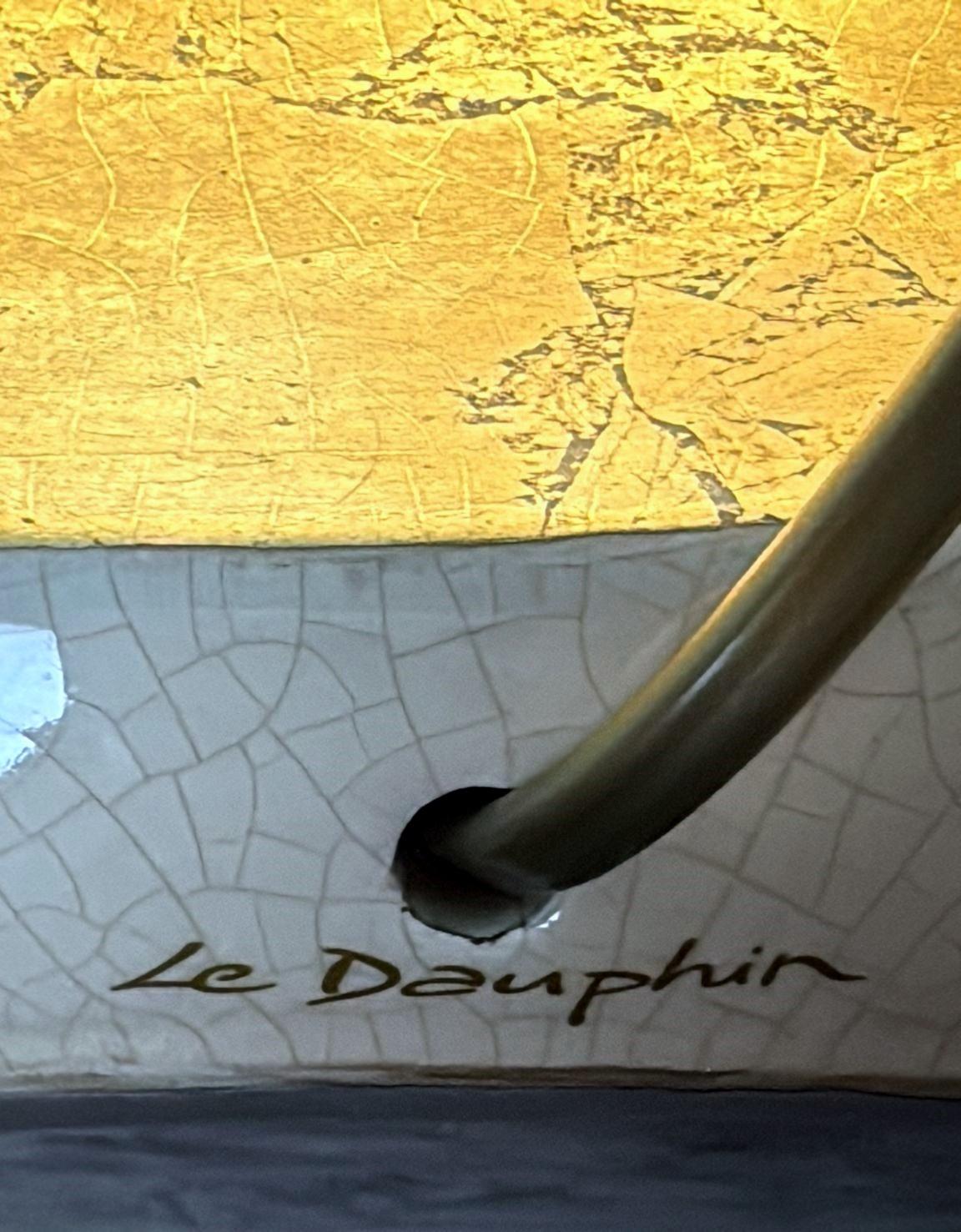 Lampada da tavolo francese Le Dauphin in porcellana smaltata crepata con accenti in foglia d'oro in vendita 11