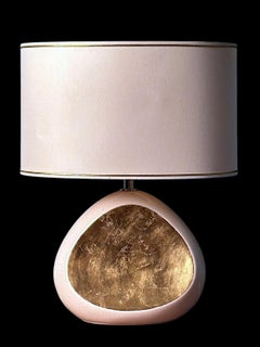 Le Dauphin French Table Lamp In Crackled Glazed Porcelain With Gold Leaf Accents