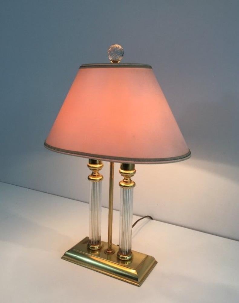 Late 20th Century Le Dauphin. Gilt metal, Lucite and Glass Bouillotte Lamp Style. French. For Sale