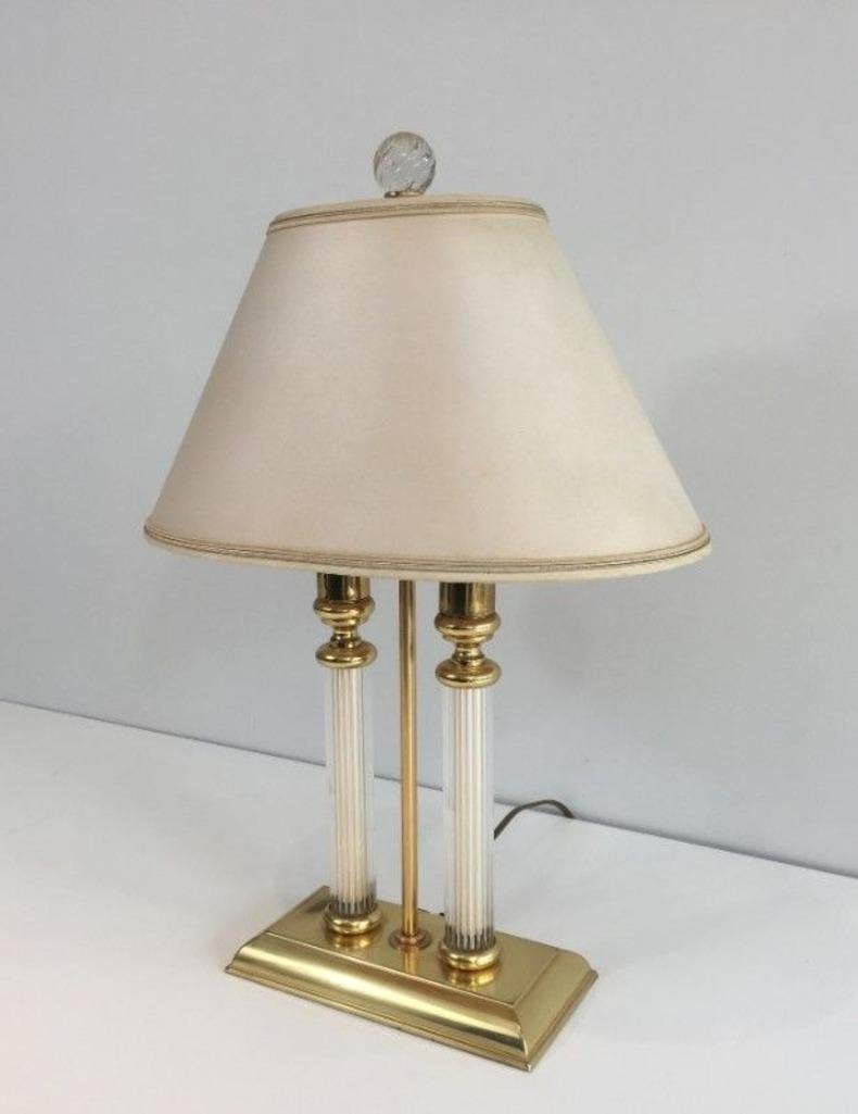 Le Dauphin. Gilt metal, Lucite and Glass Bouillotte Lamp Style. French. For Sale 1