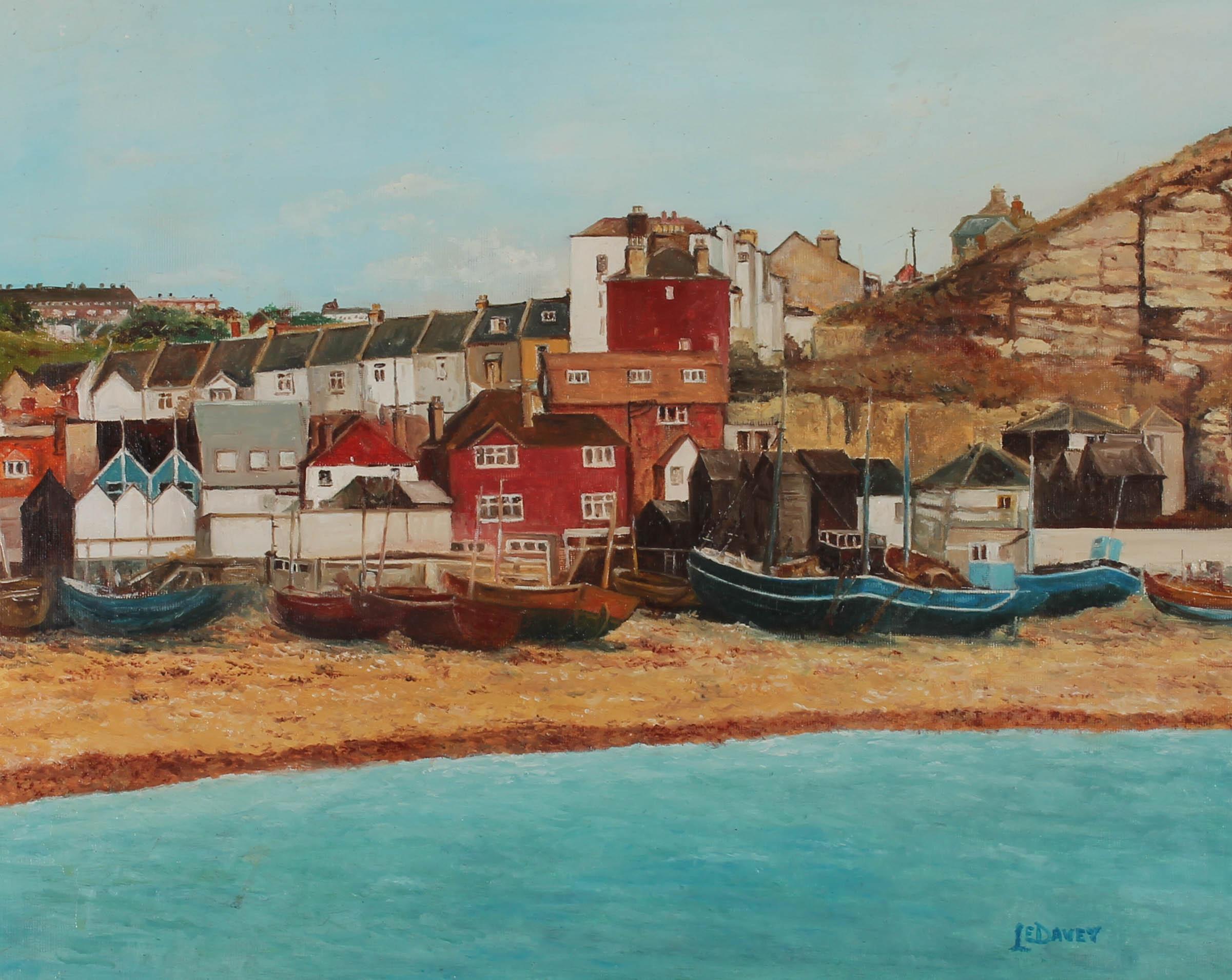 Le Davey - Signed Mid 20th Century Oil, Cornish Harbour For Sale 1