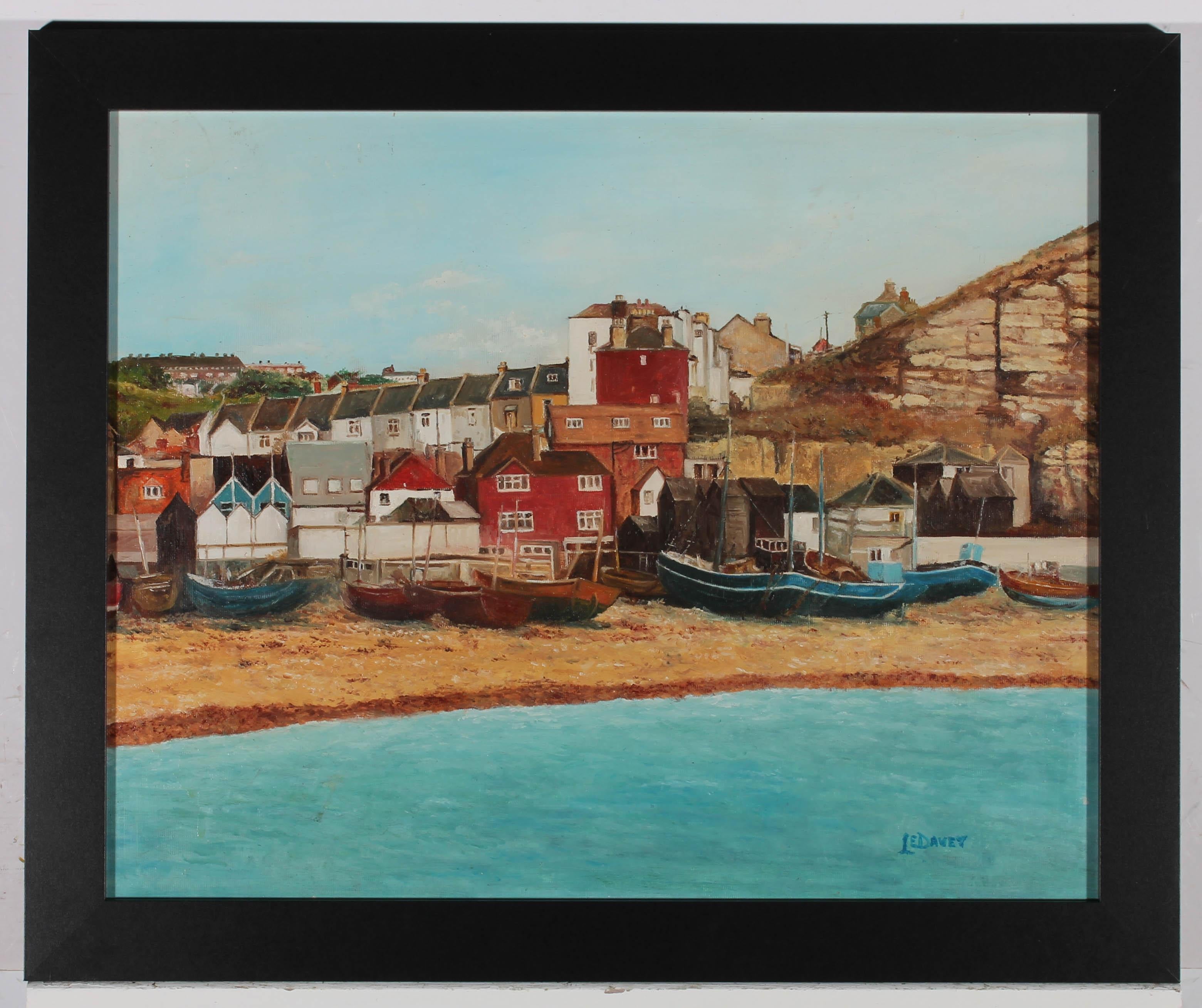 Le Davey - Signed Mid 20th Century Oil, Cornish Harbour For Sale 2