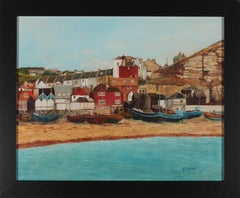 Le Davey – signiertes Ölgemälde, Cornish Harbour, Mitte des 20. Jahrhunderts