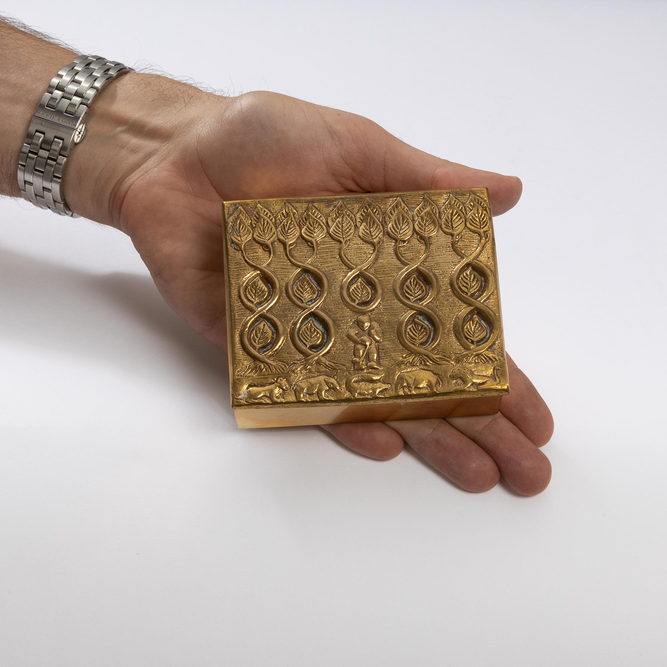 Le défricheur de forêts vierges by Line Vautrin, Gilded Bronze Box, France 1