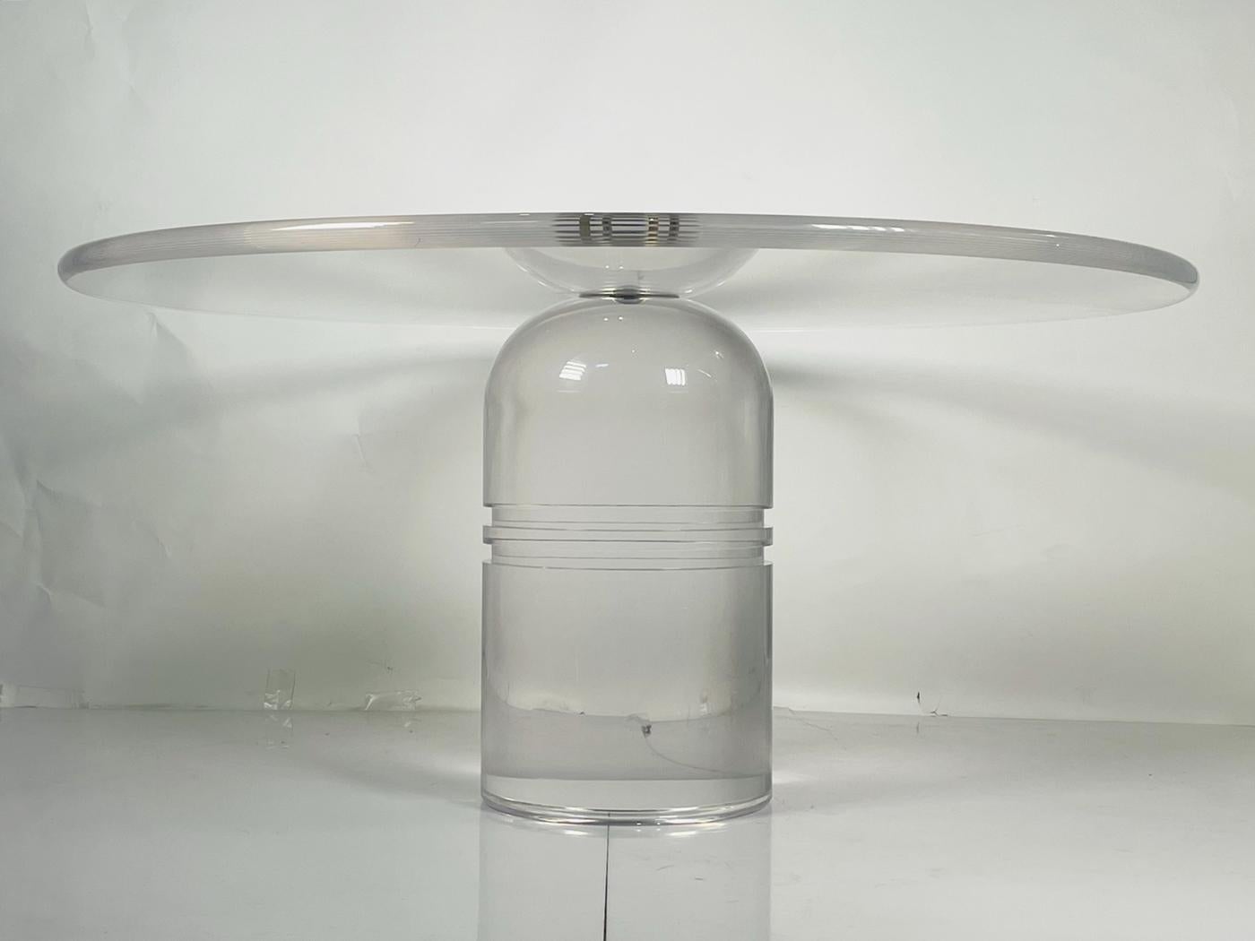 Américain Table de salle à manger « Le Dome » en lucite et acier inoxydable de Charles Hollis Jones, États-Unis 197 en vente