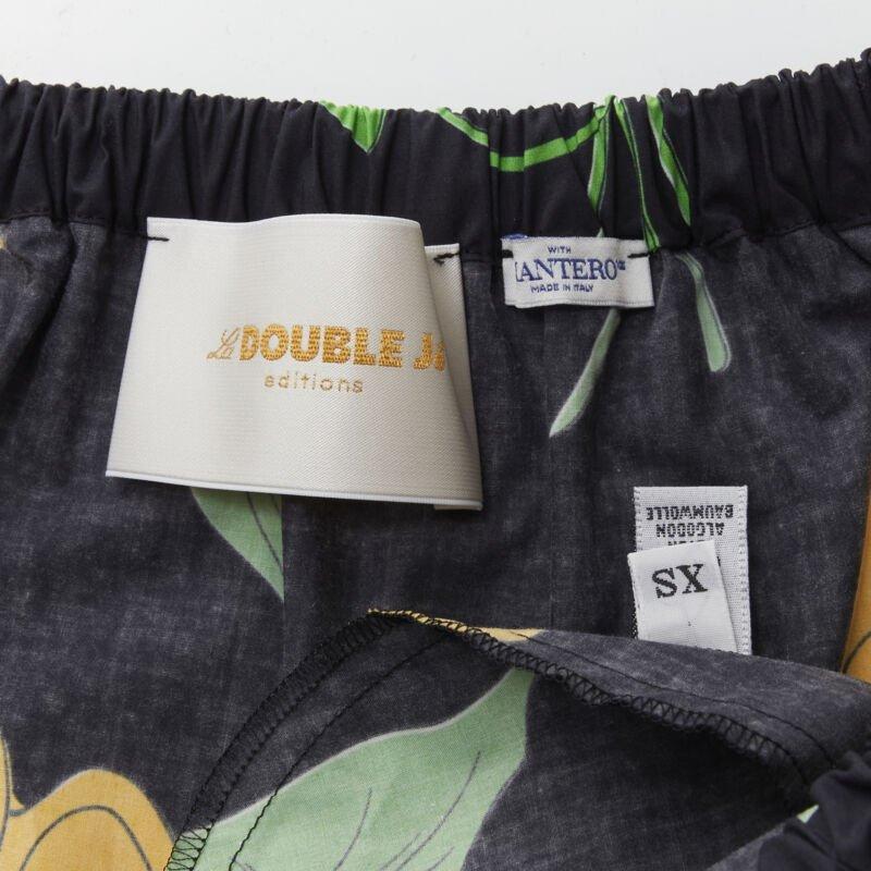 LE DOUBLE J Mantero - Manchette évasée en coton imprimé feuilles noires, vertes et jaunes XS en vente 5