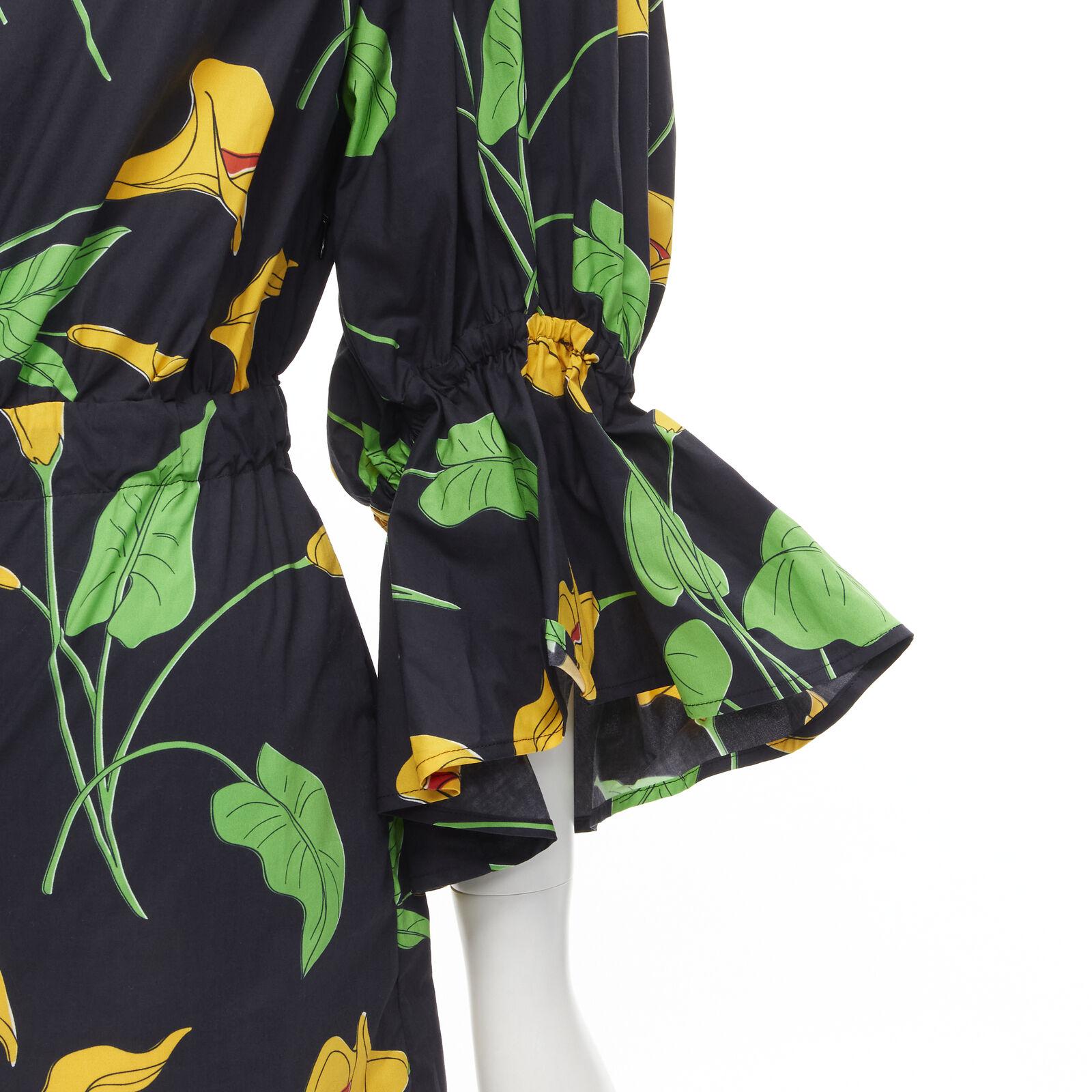 LE DOUBLE J Mantero black green yellow leaf print cotton flared cuff romper XS
Reference: AAWC/A00071
Brand: Le Double J
Collection: With Mantero
Material: Cotton
Color: Black, Yellow
Pattern: Abstract
Closure: Elasticated
Lining: Unlined
Extra