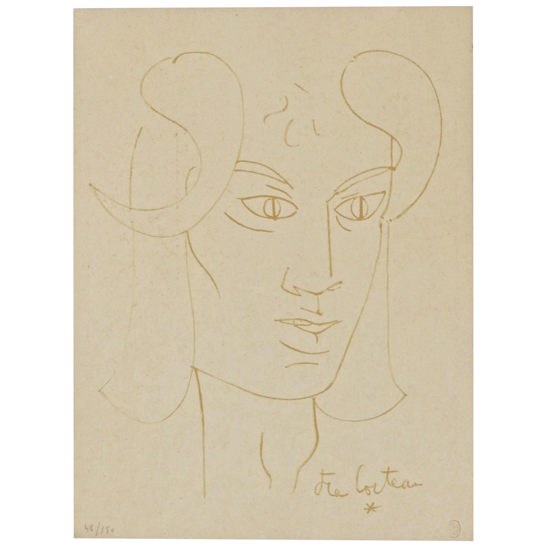"Le Faune Rêveur" Lithography, Jean Cocteau, 1950