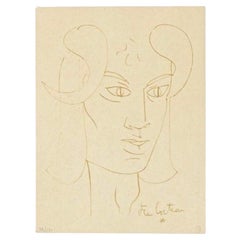 "Le Faune Rêveur" Litografía, Jean Cocteau, 1950