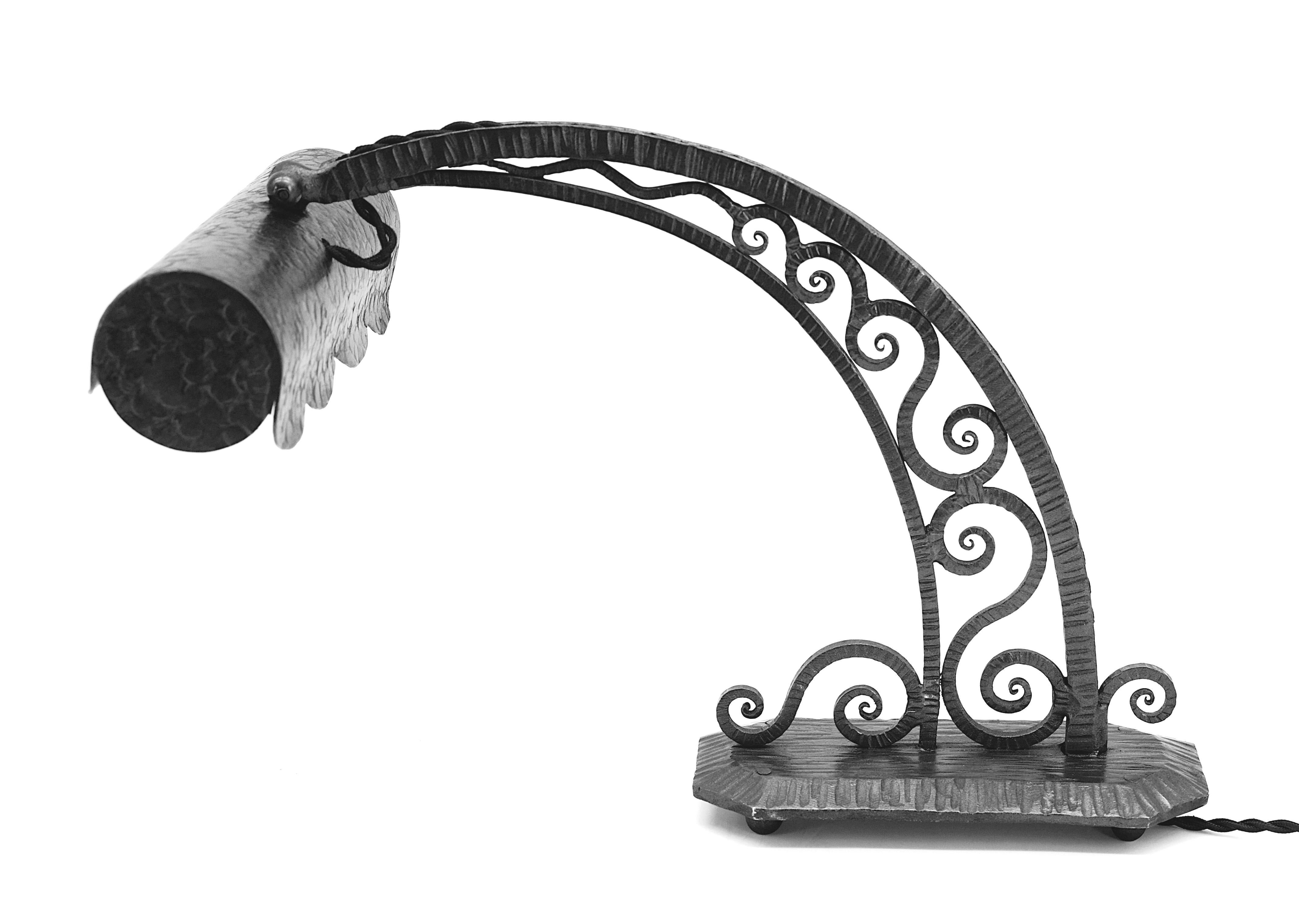 Le Fer Forge Rara Lámpara Art Decó de Piano / Escritorio / Mesa, 1920 en venta 4