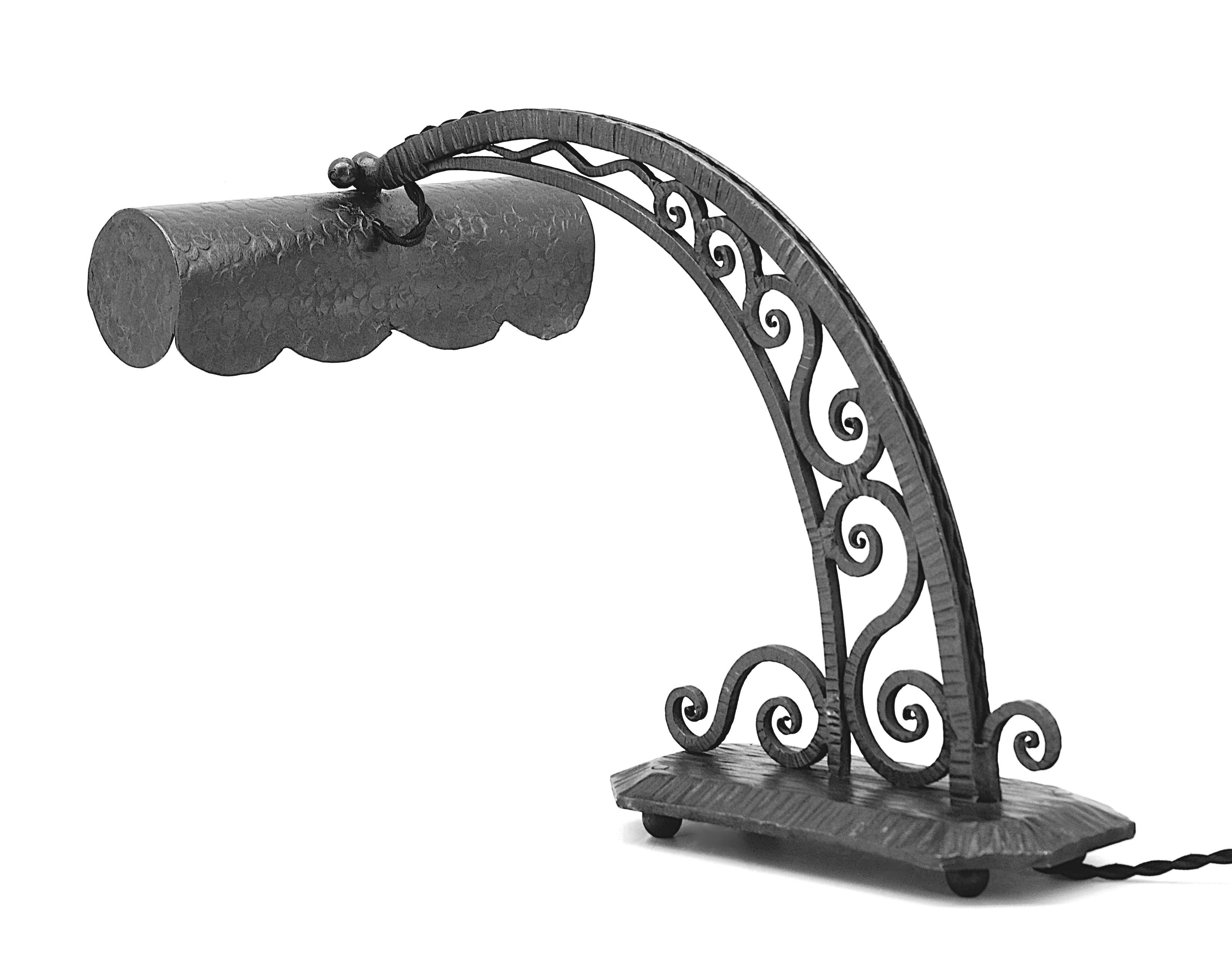 Le Fer Forge Rara Lámpara Art Decó de Piano / Escritorio / Mesa, 1920 en venta 5