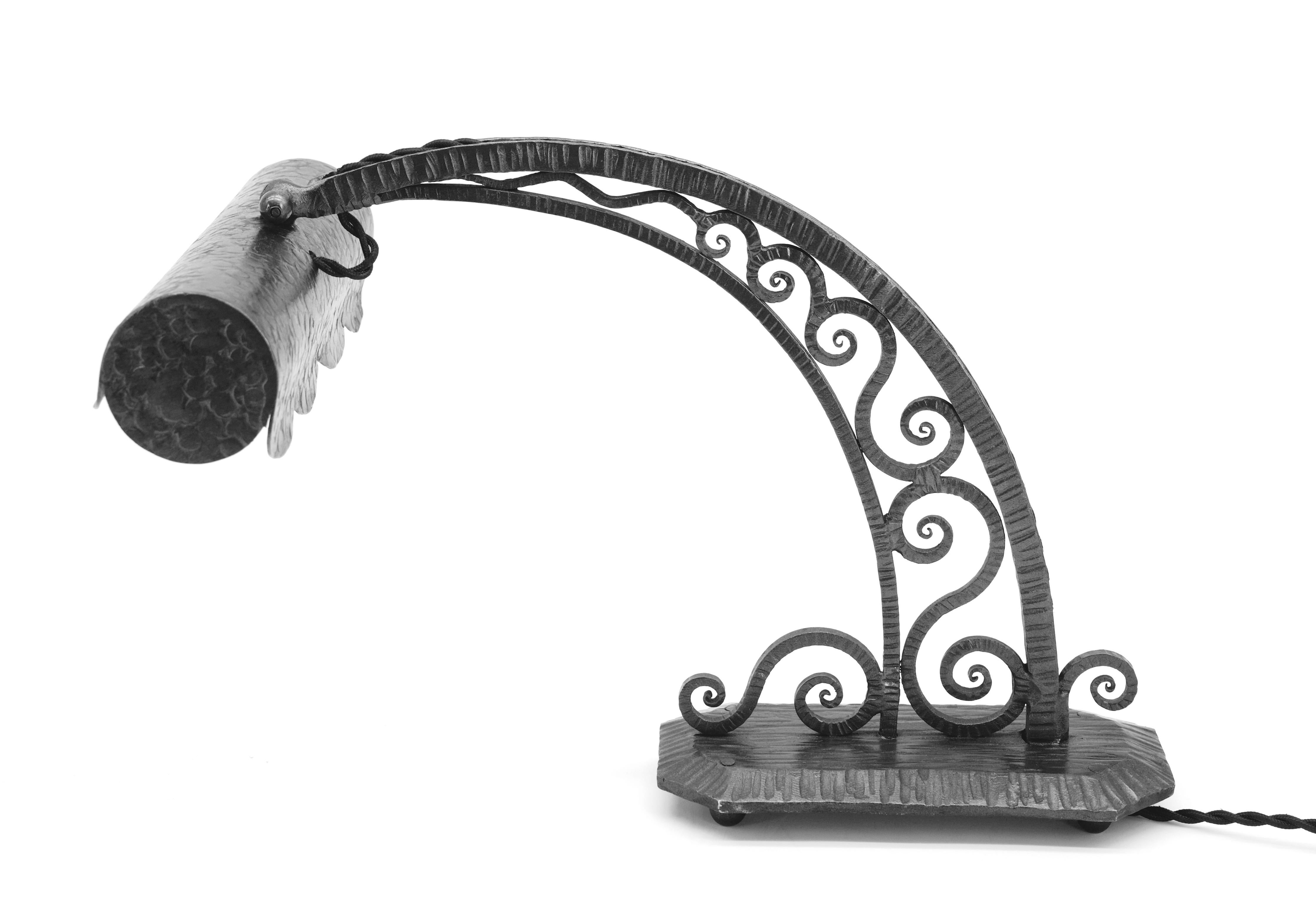 Le Fer Forge Rara Lámpara Art Decó de Piano / Escritorio / Mesa, 1920 en venta 3