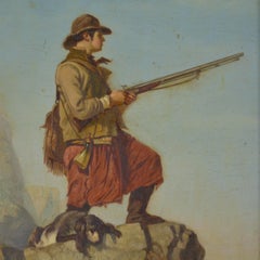 Le Fevere De Tenhove Painting Hunter with a Dog 1884 Belgian School 19th Century