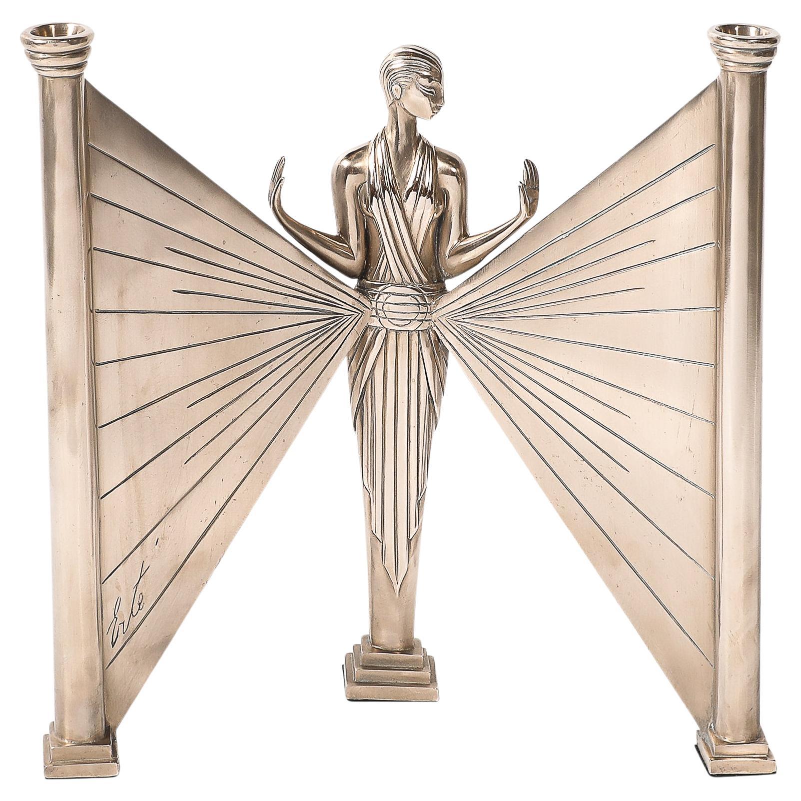 "Le Flambeau" Art Déco Kerzenleuchter aus Bronze von Erté, Edition 273/395