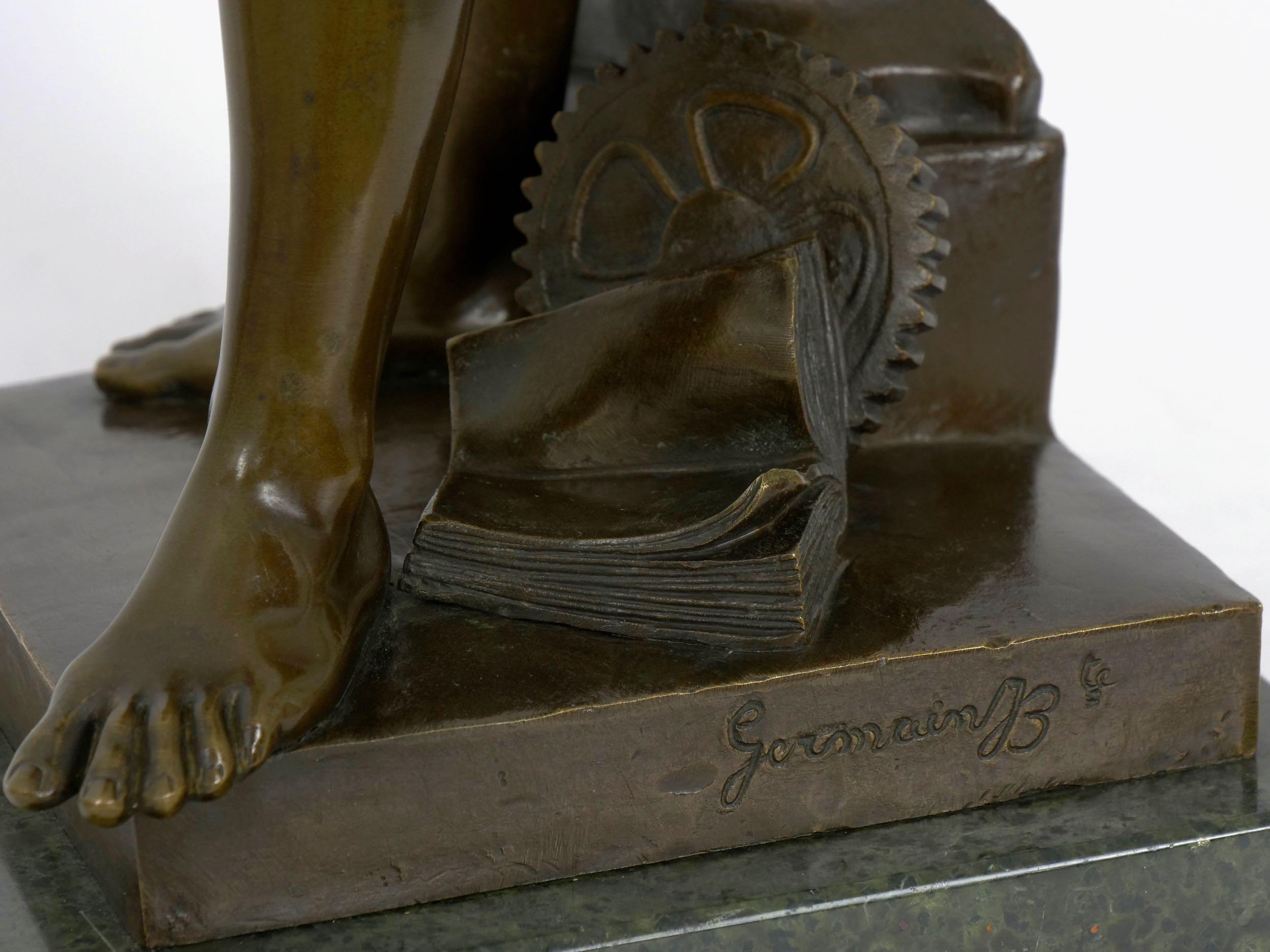 Sculpture française en bronze de forgeron représentant un forgeron par Jean-Baptiste Germain 9