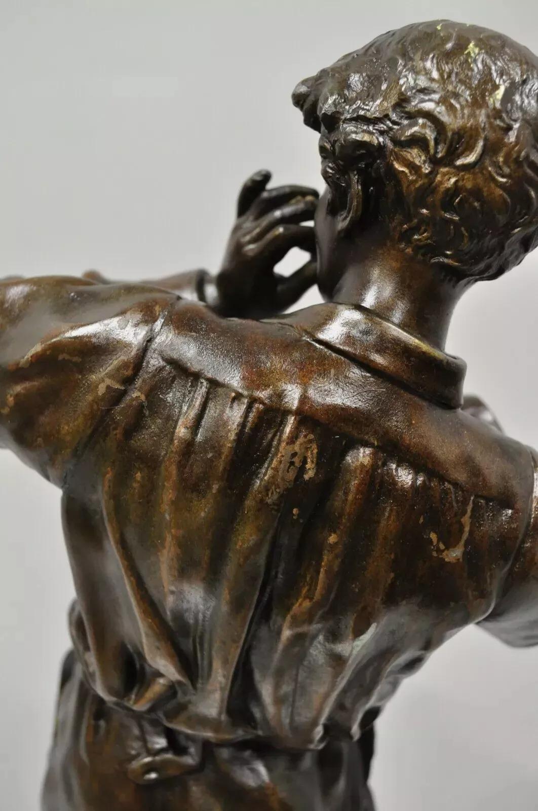Le Fumeur Escultura francesa de escultura de helio de hombre joven fumando de Charles Masse en venta 4