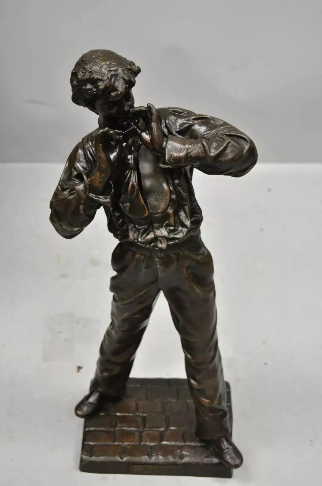 Le Fumeur Escultura francesa de escultura de helio de hombre joven fumando de Charles Masse en venta 5