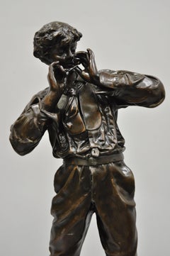 Le Fumeur French Spelter Statue Sculpture of Young Man Smoking by Charles Masse