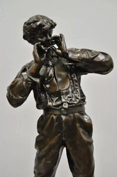 Le Fumeur French Spelter Statue Sculpture of Young Man Smoking by Charles Masse