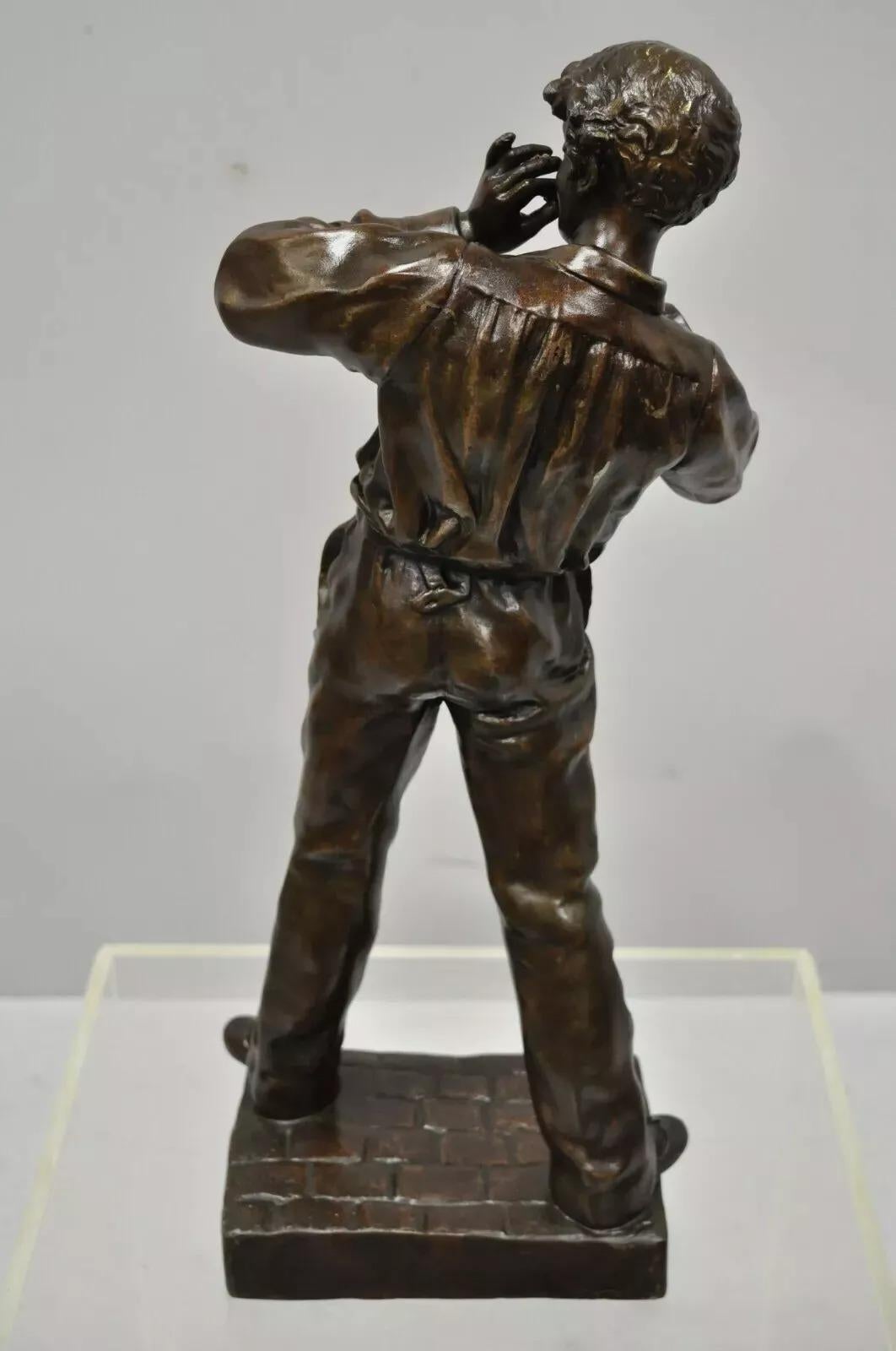 Le Fumeur Escultura francesa de escultura de helio de hombre joven fumando de Charles Masse en venta 2