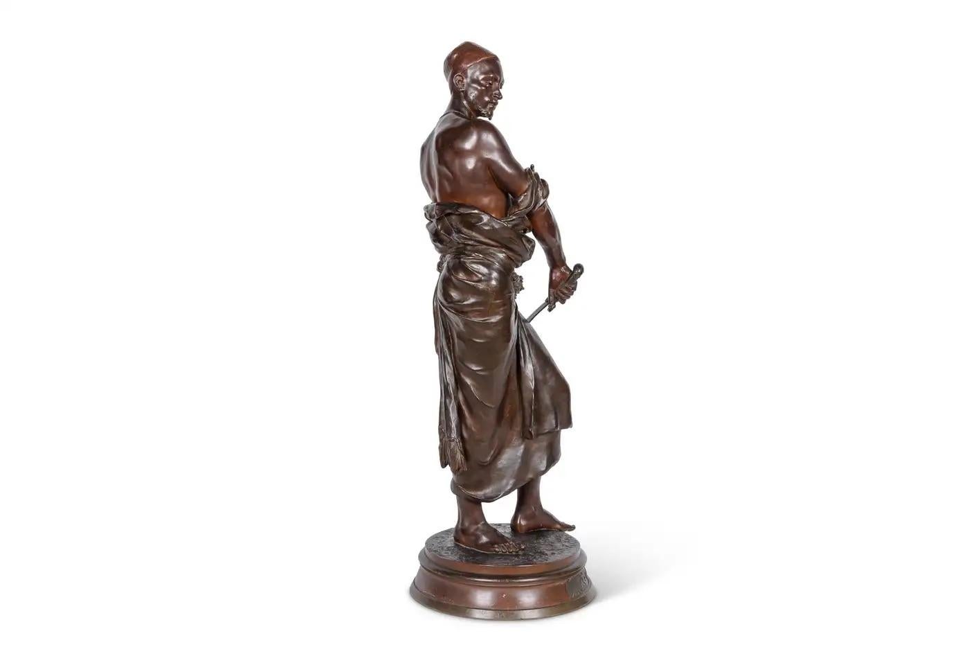 Bronze Le Garde Du Harem, sculpture monumentale orientaliste en bronze de G. Coudray C. 18 en vente