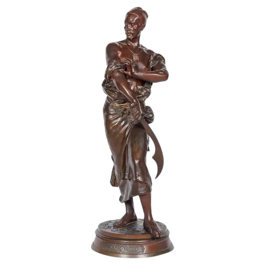 Le Garde Du Harem, sculpture monumentale orientaliste en bronze de G. Coudray C. 18 en vente