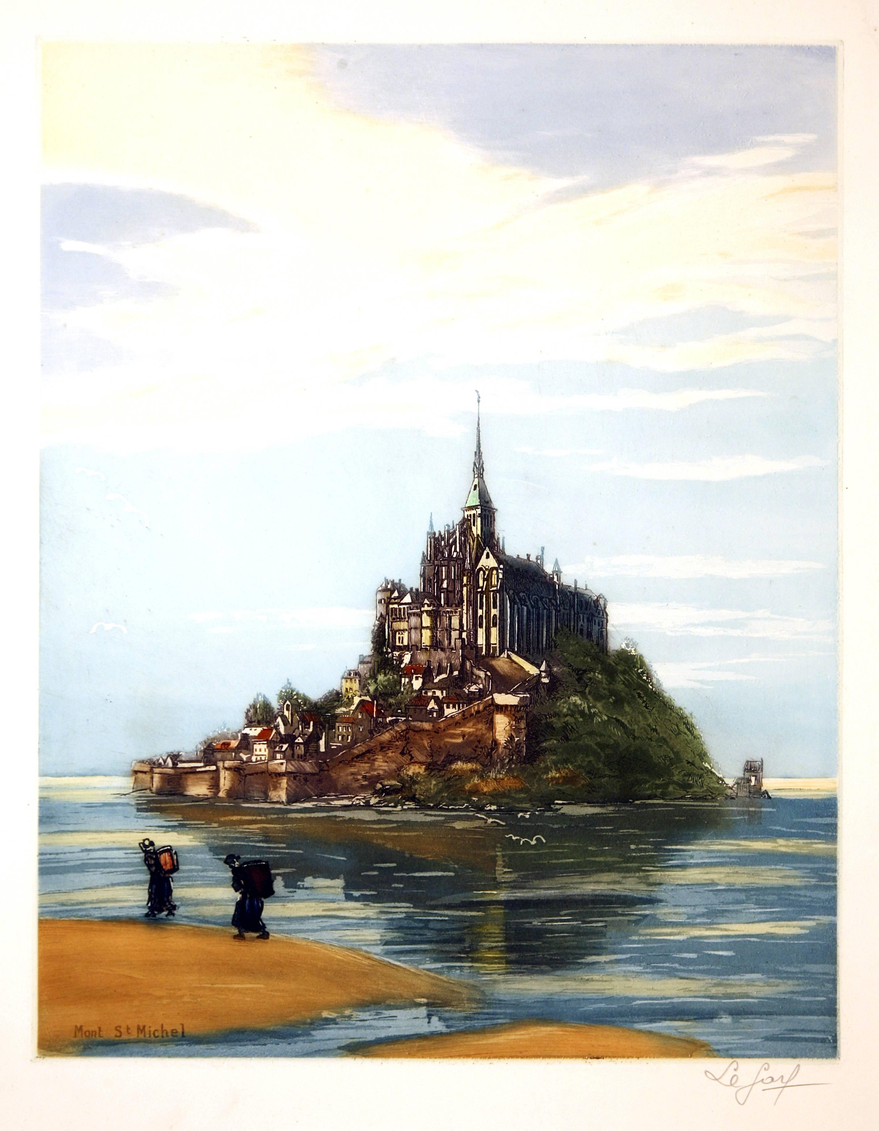 Le Garf (Lucien Veder) Landscape Print - Le Mont St. Michel, Normandy, France