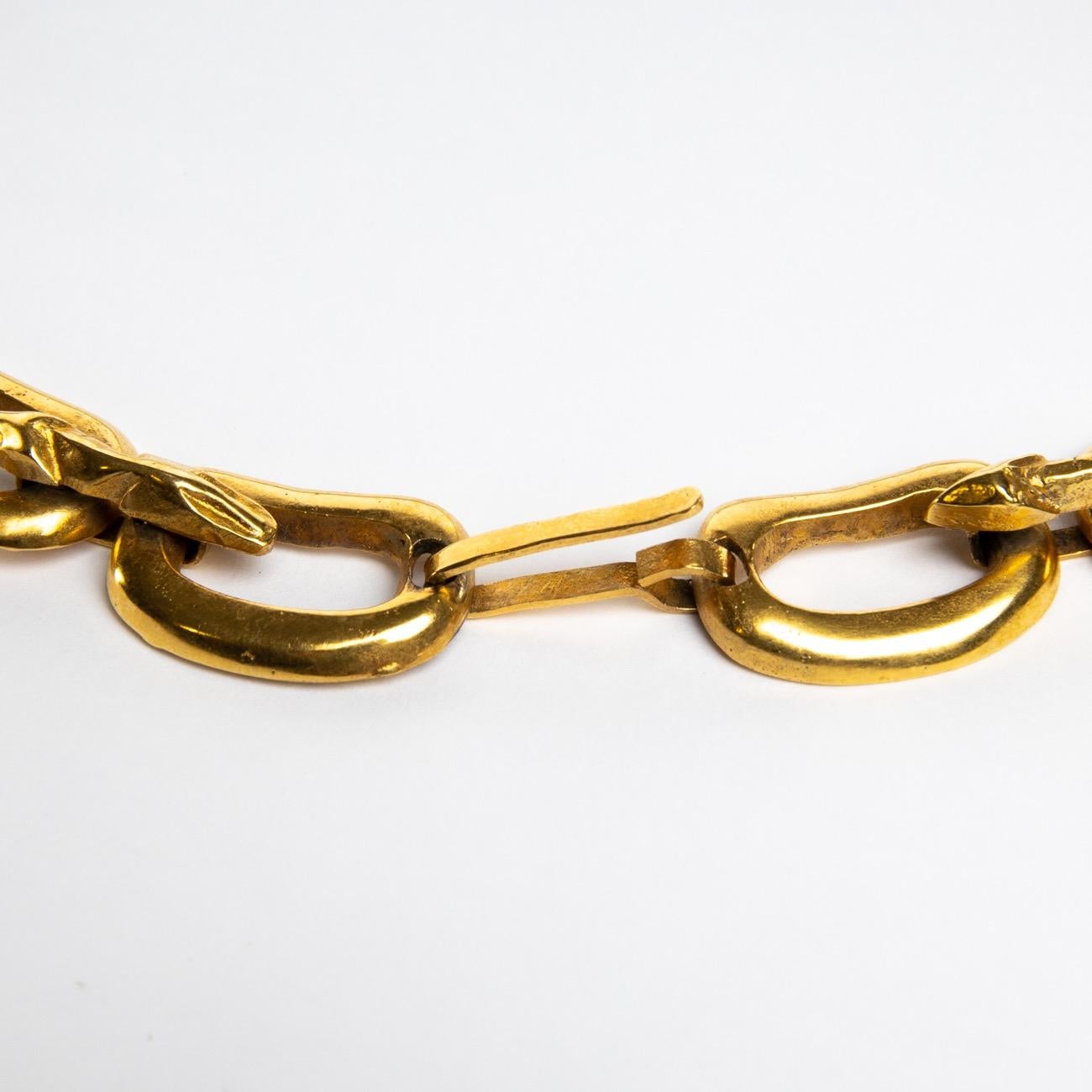Le gendarme et le voleur, Gilded Bronze Necklace, Line Vautrin 'France' 2