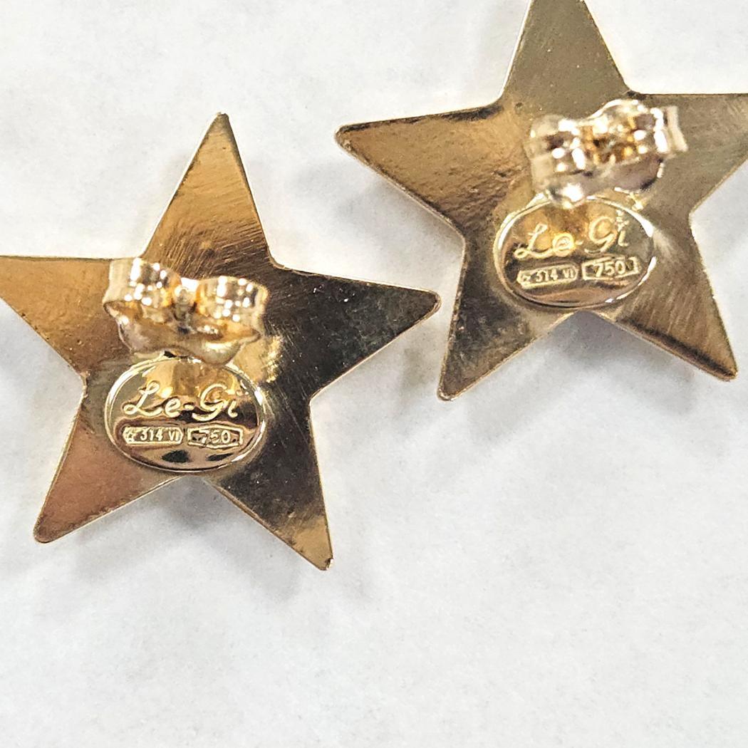 Le Gi 18kt Gold Dimensional Star Earrings en venta 1