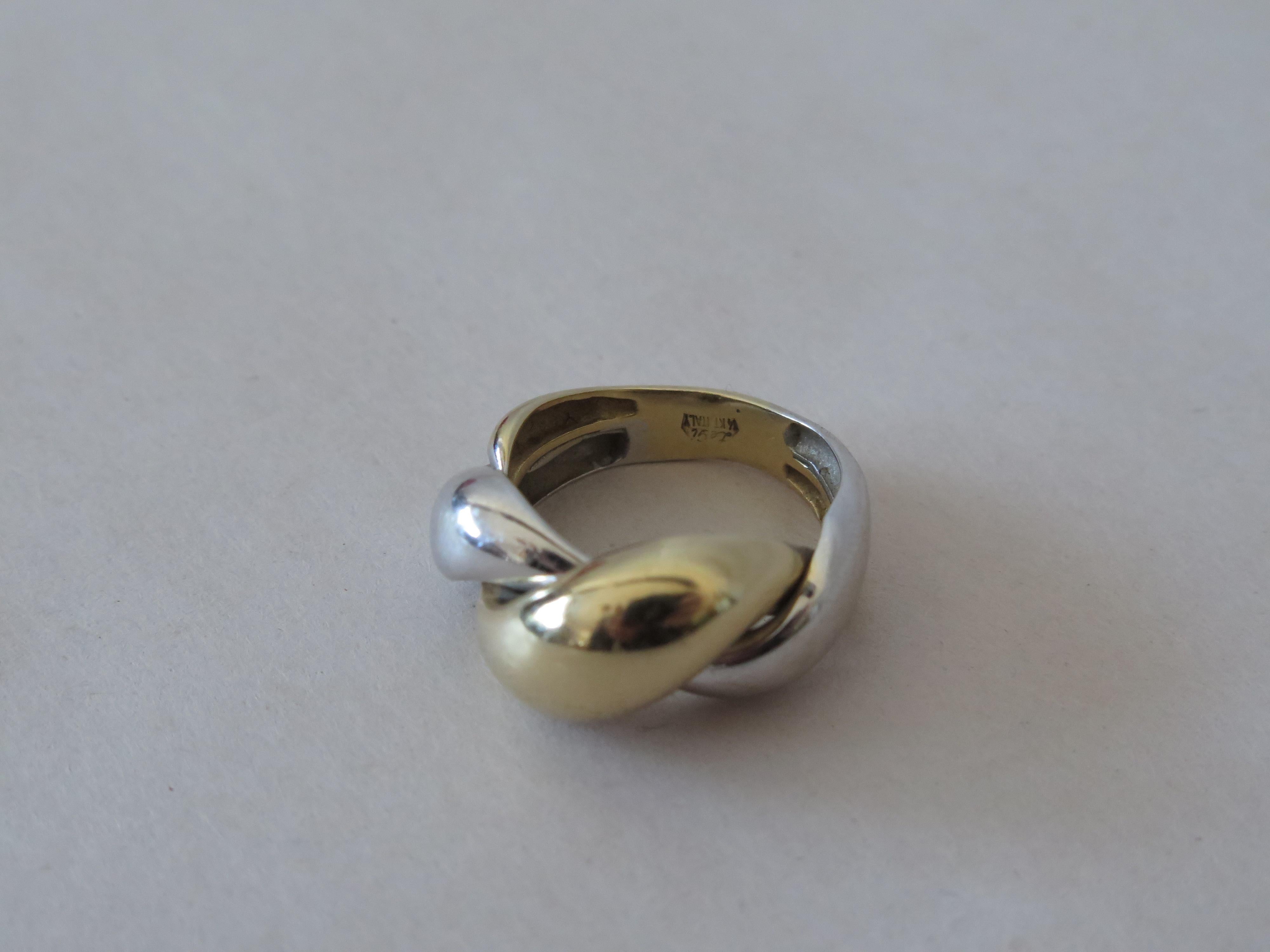 Le Gi Italy Twist Yellow White Gold Ring  14K  For Sale 6