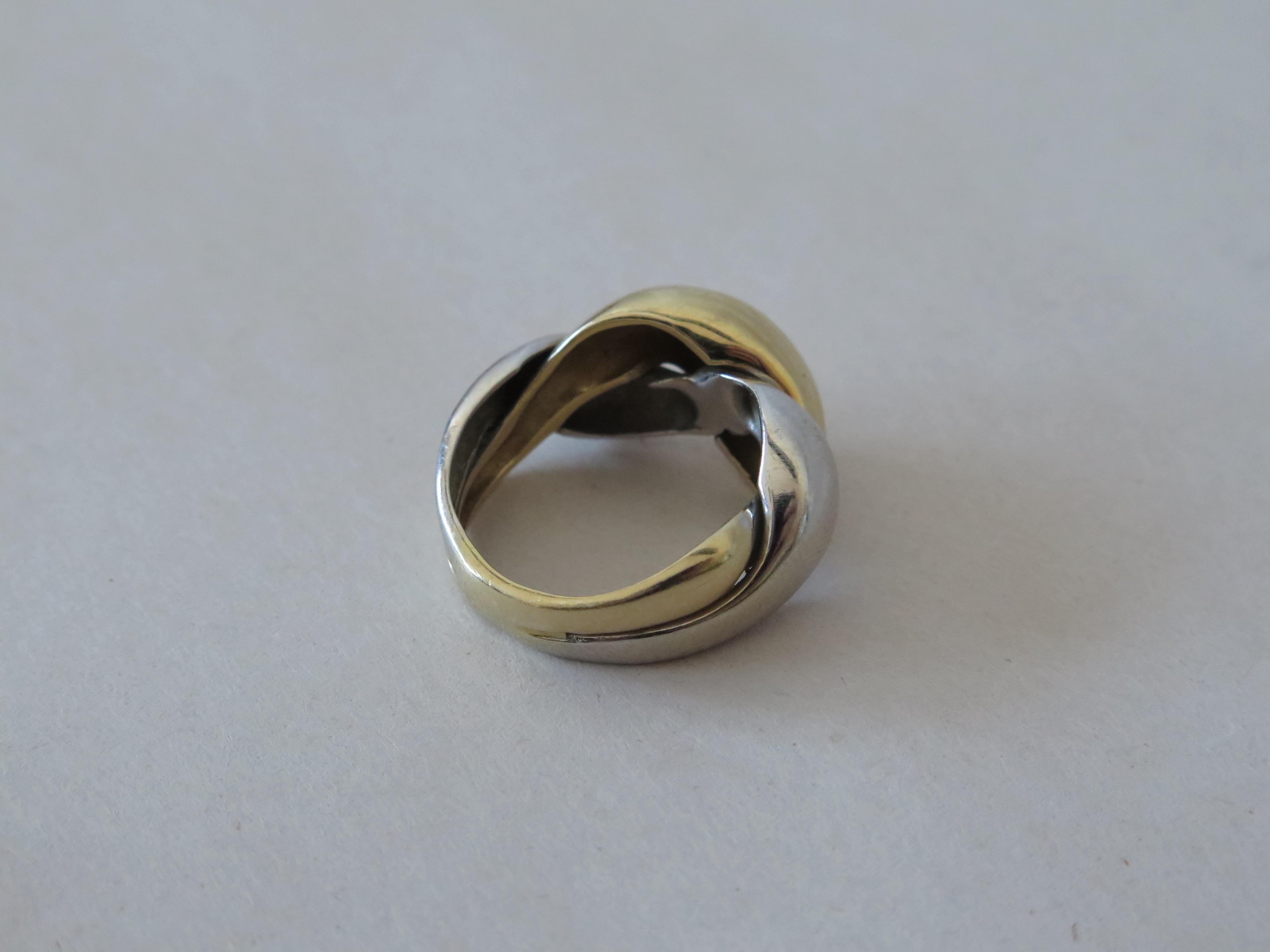 Le Gi Italy Twist Yellow White Gold Ring  14K  For Sale 8
