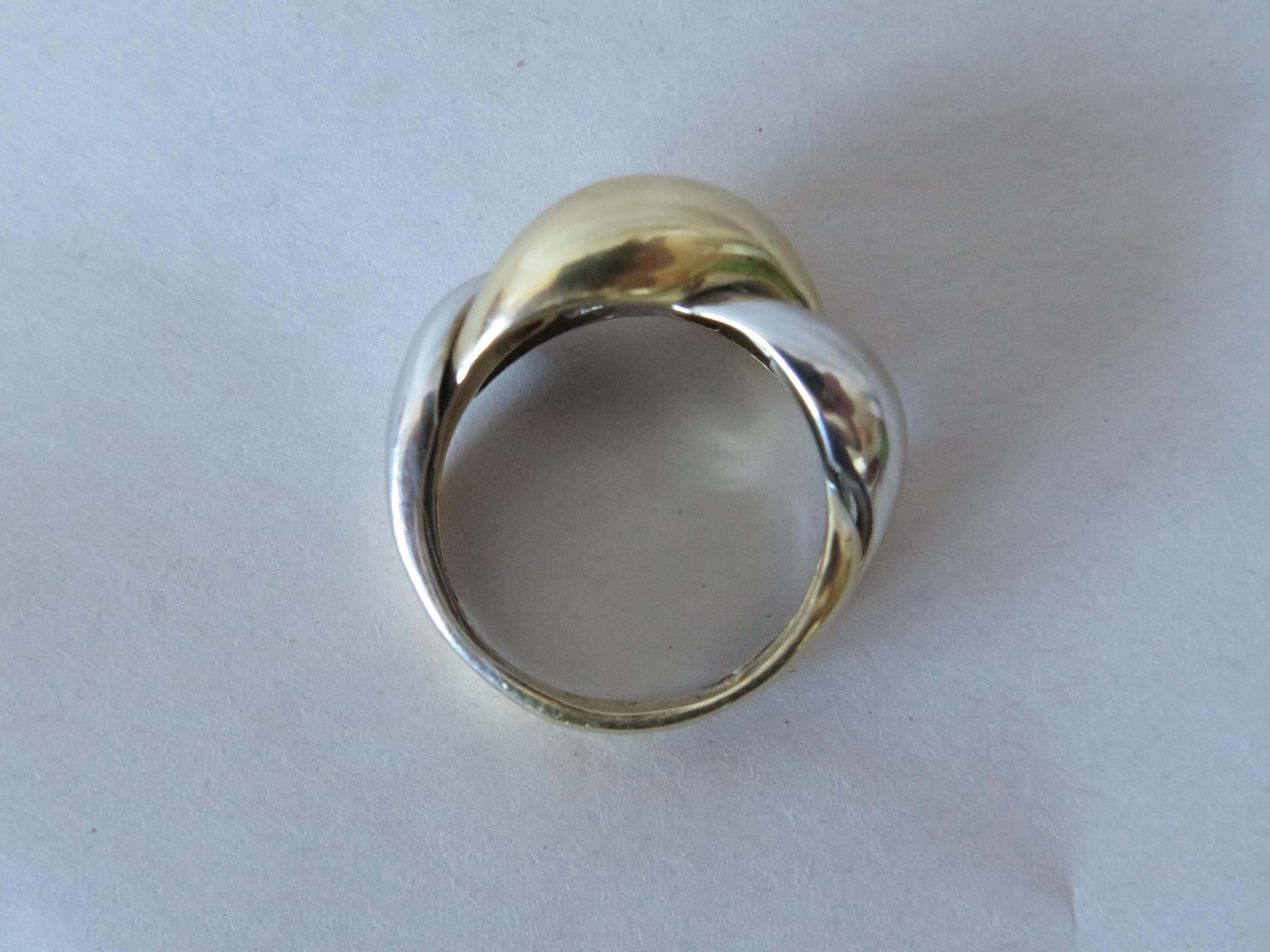Le Gi Italy Twist Yellow White Gold Ring  14K In Good Condition For Sale In Saint Petersburg, FL
