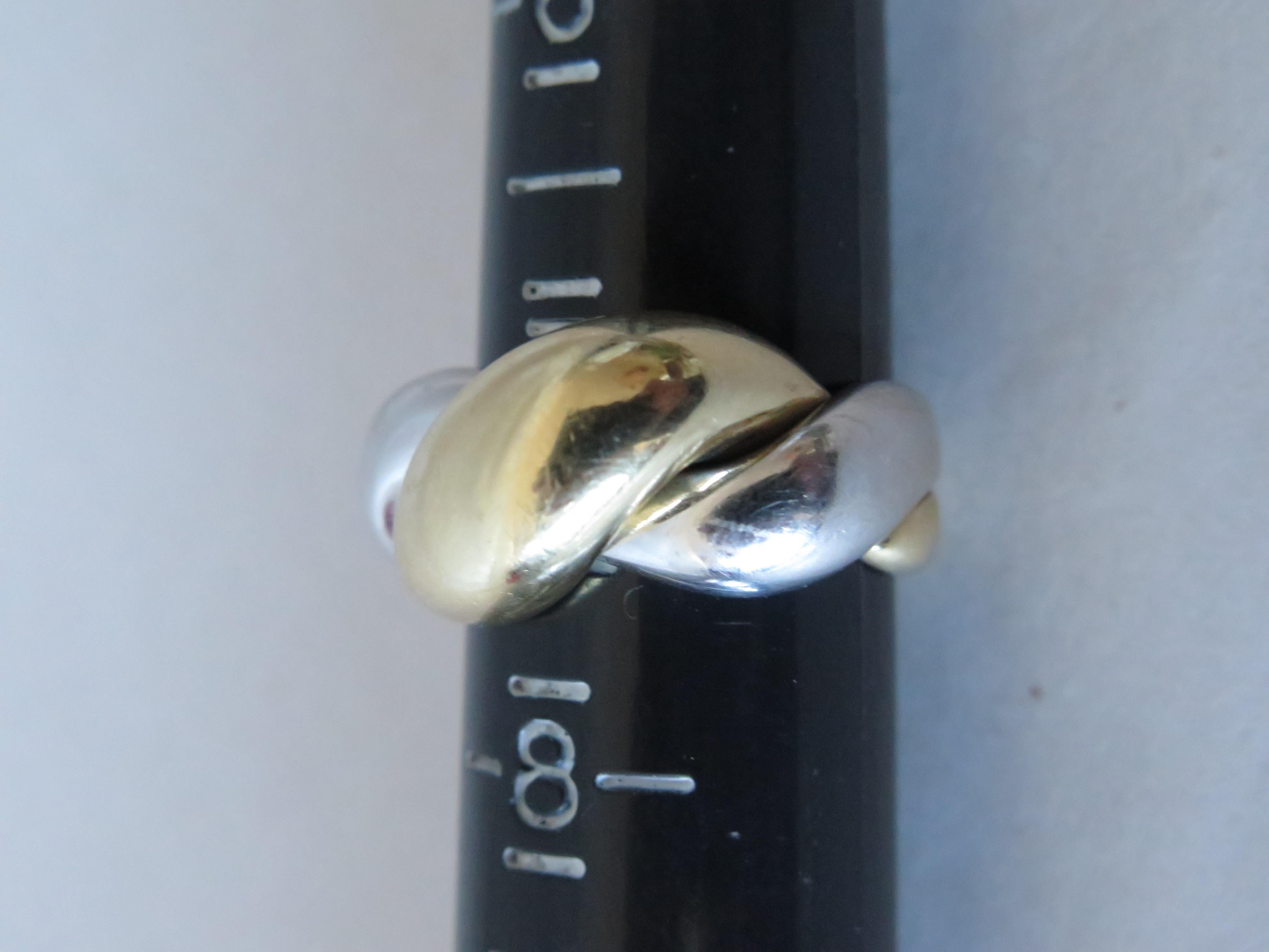 Women's or Men's Le Gi Italy Twist Yellow White Gold Ring  14K  For Sale