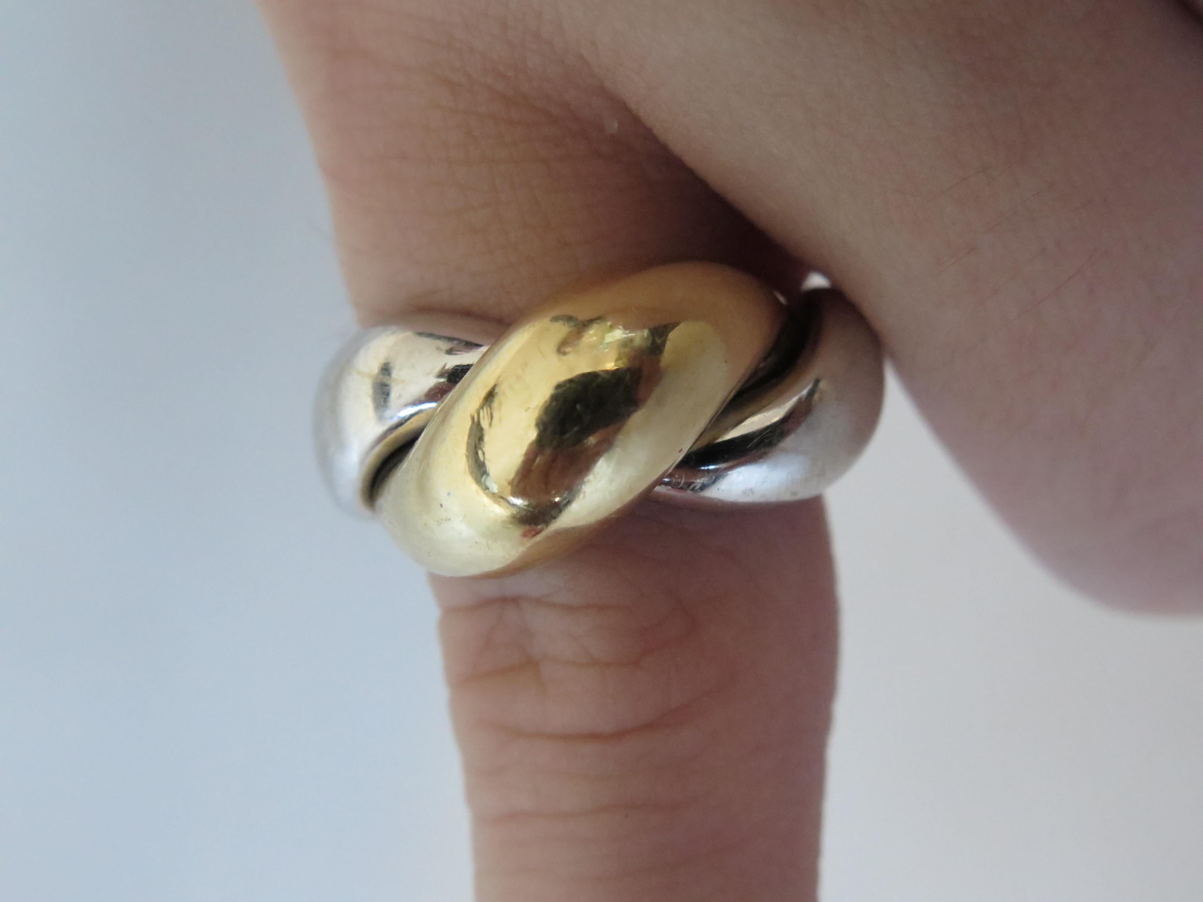 Le Gi Italy Twist Yellow White Gold Ring  14K For Sale 1