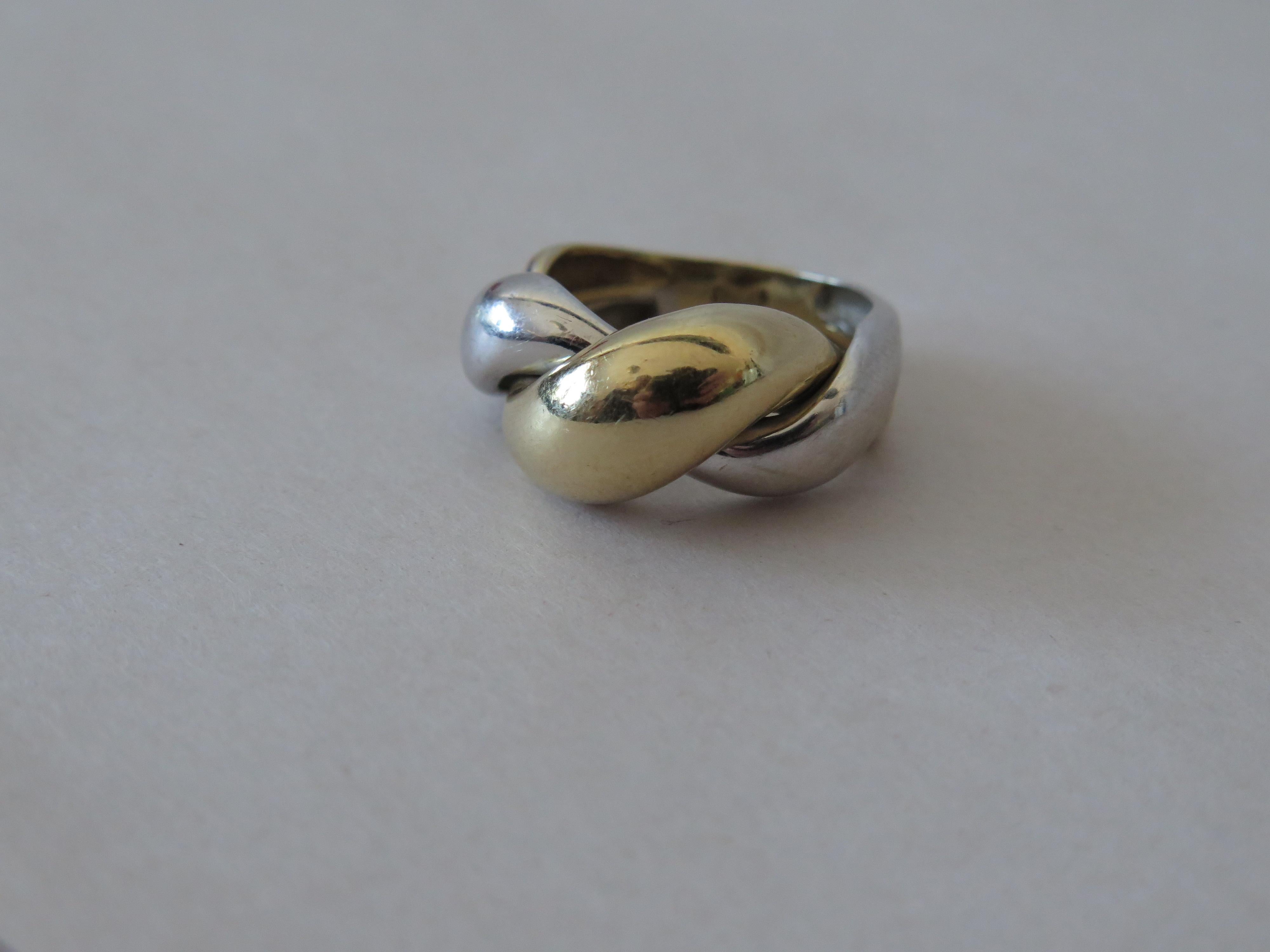 Le Gi Italy Twist Yellow White Gold Ring  14K  For Sale 4