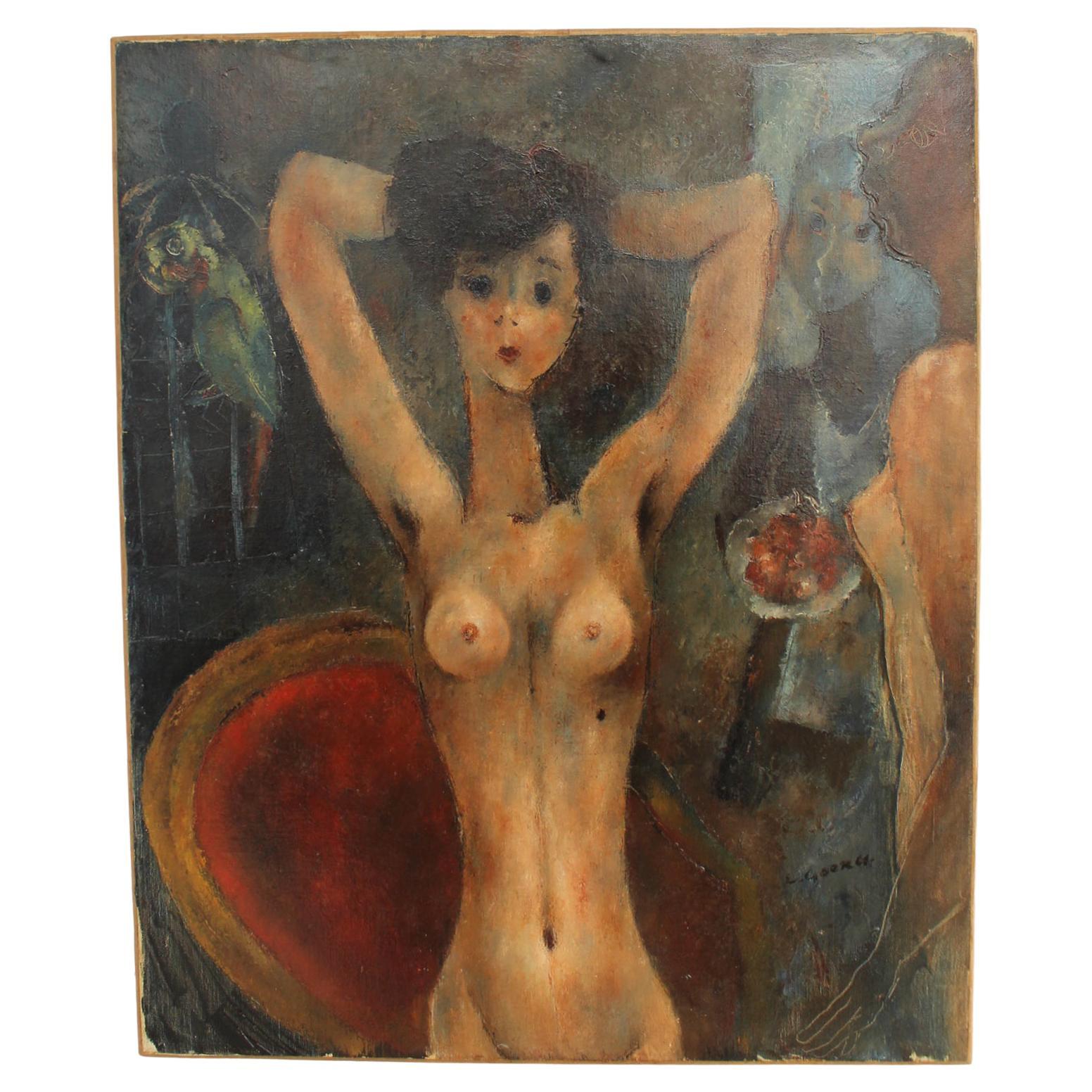 « Le Grain de Beaute », huile sur toile d'Edouard Goerg en vente