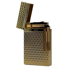 Le Grand Dupont 18ct Gold Plate Diamond Head Lighter With Box Serviced