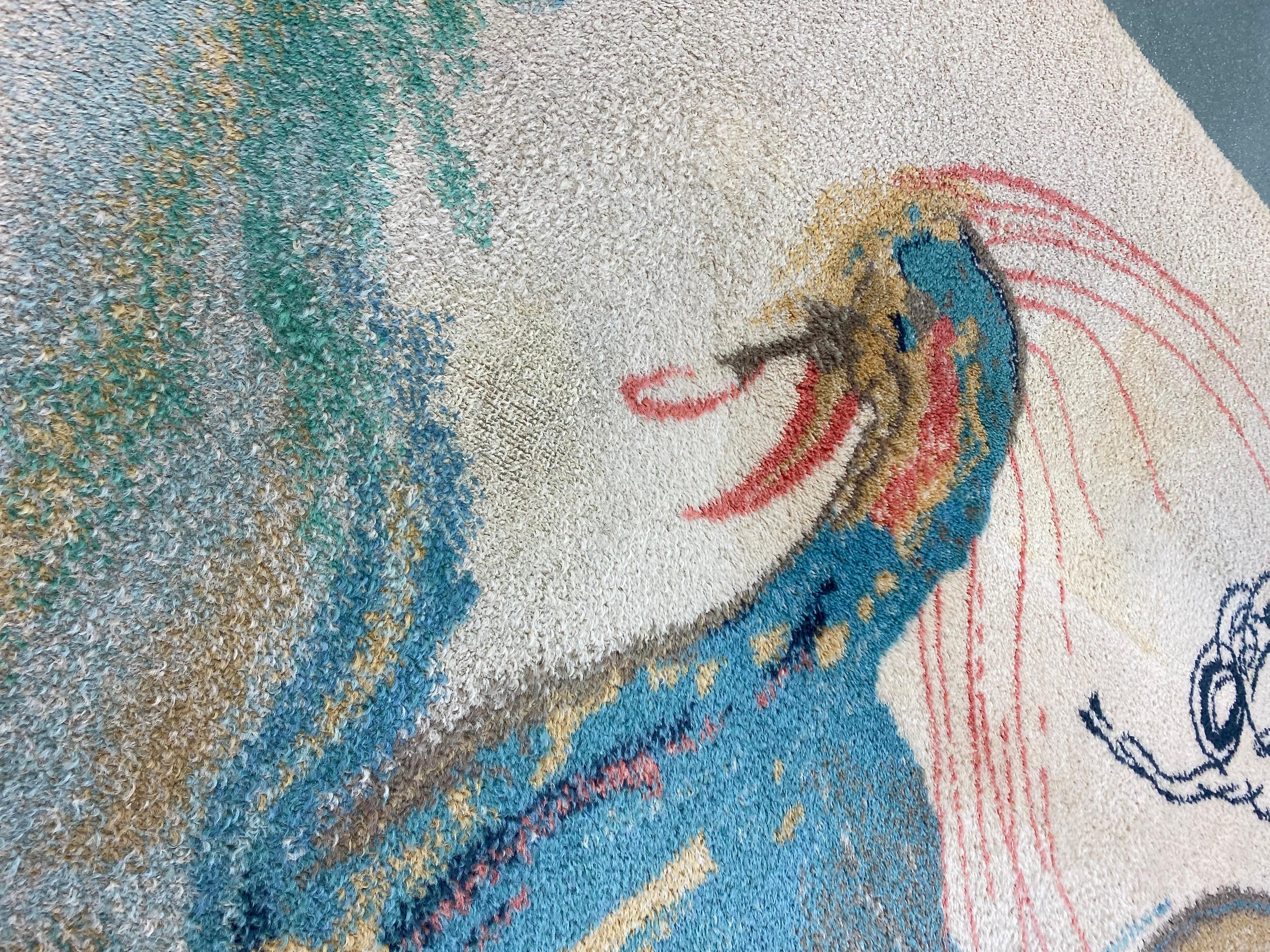 Le Grand Pavon Wool Carpet After Salvador Dalí For Sale 4