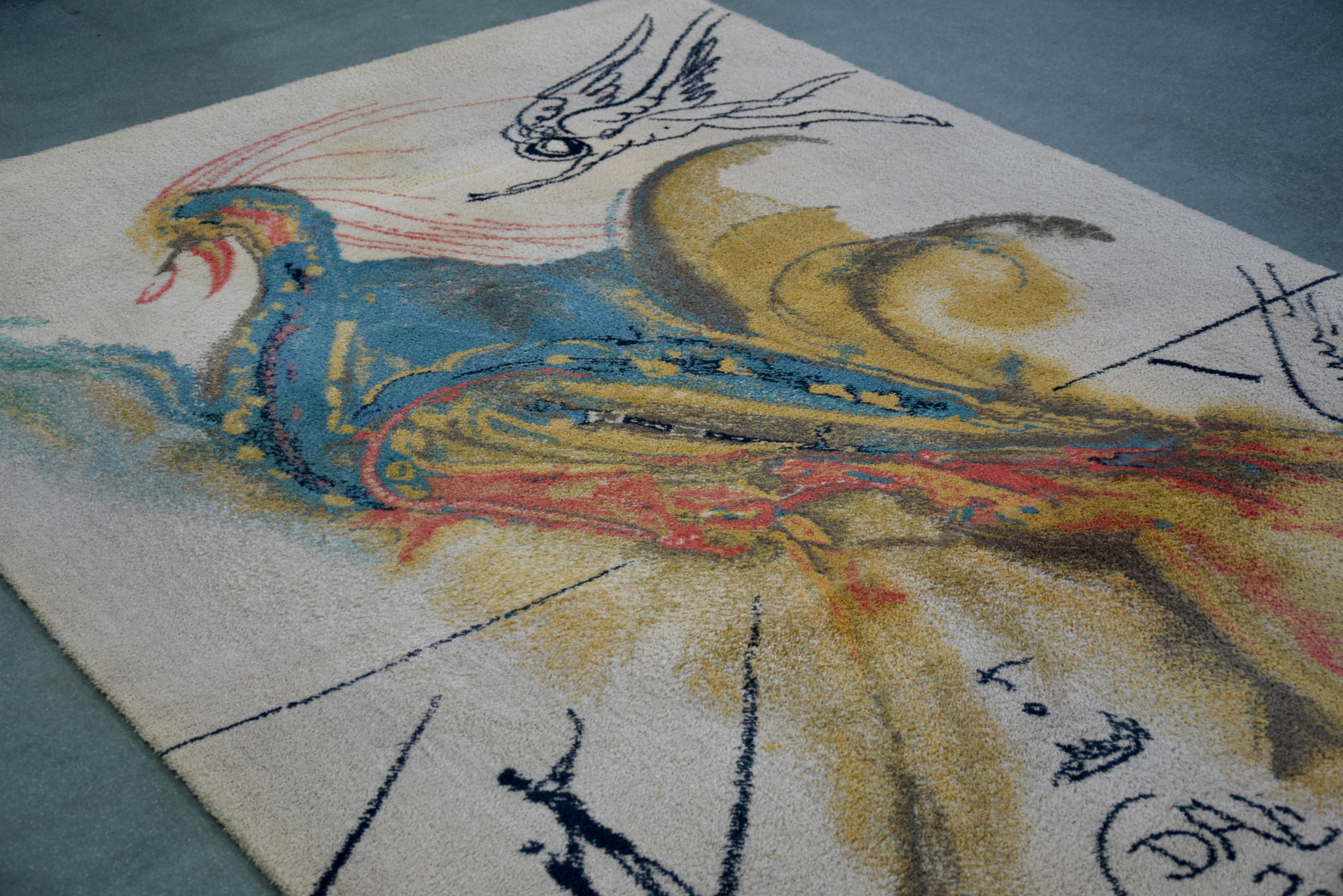 Late 20th Century Le Grand Pavon Wool Carpet After Salvador Dalí For Sale