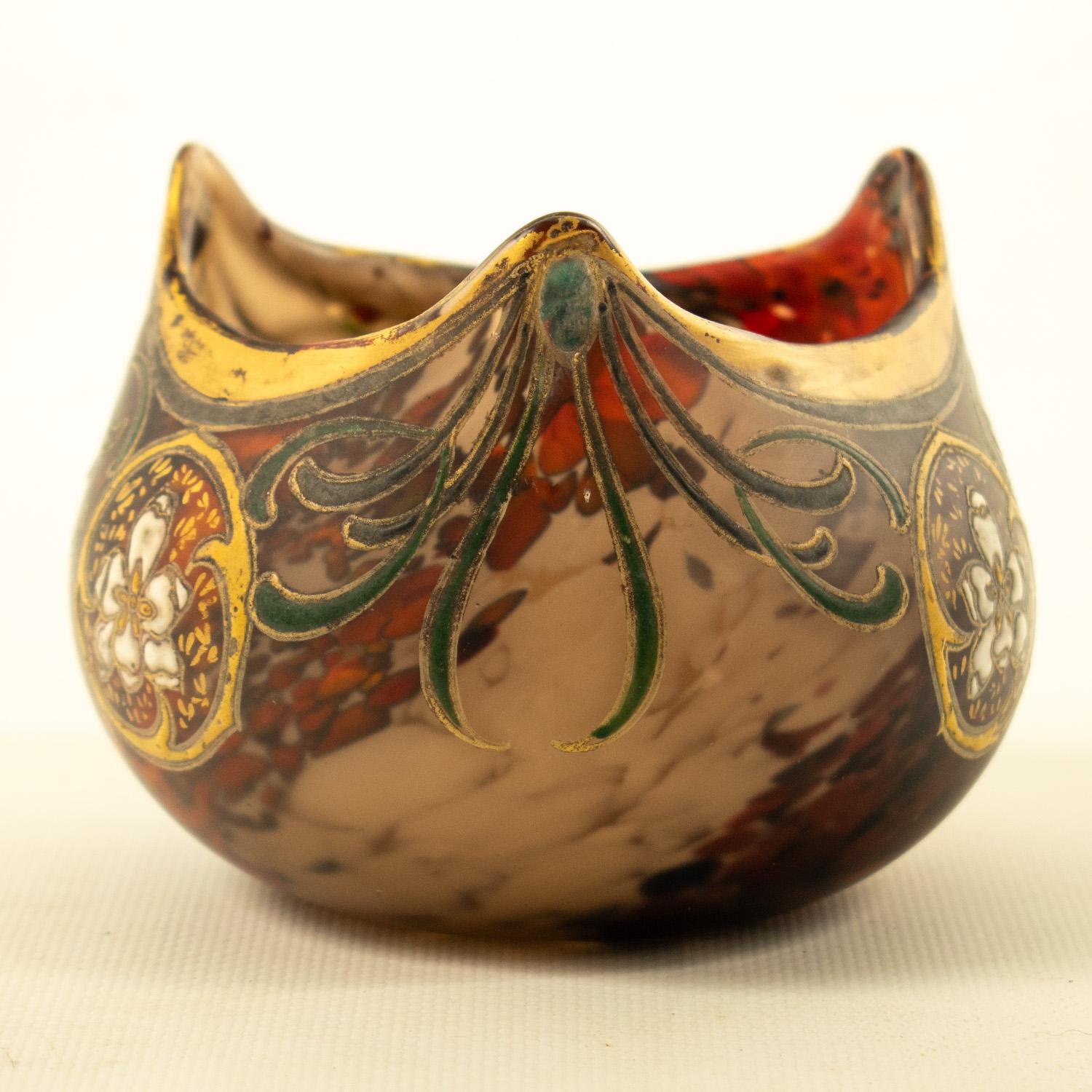 Francese LE GRAS - ART NOUVEAU Vaso a sfera in vetro soffiato in vendita