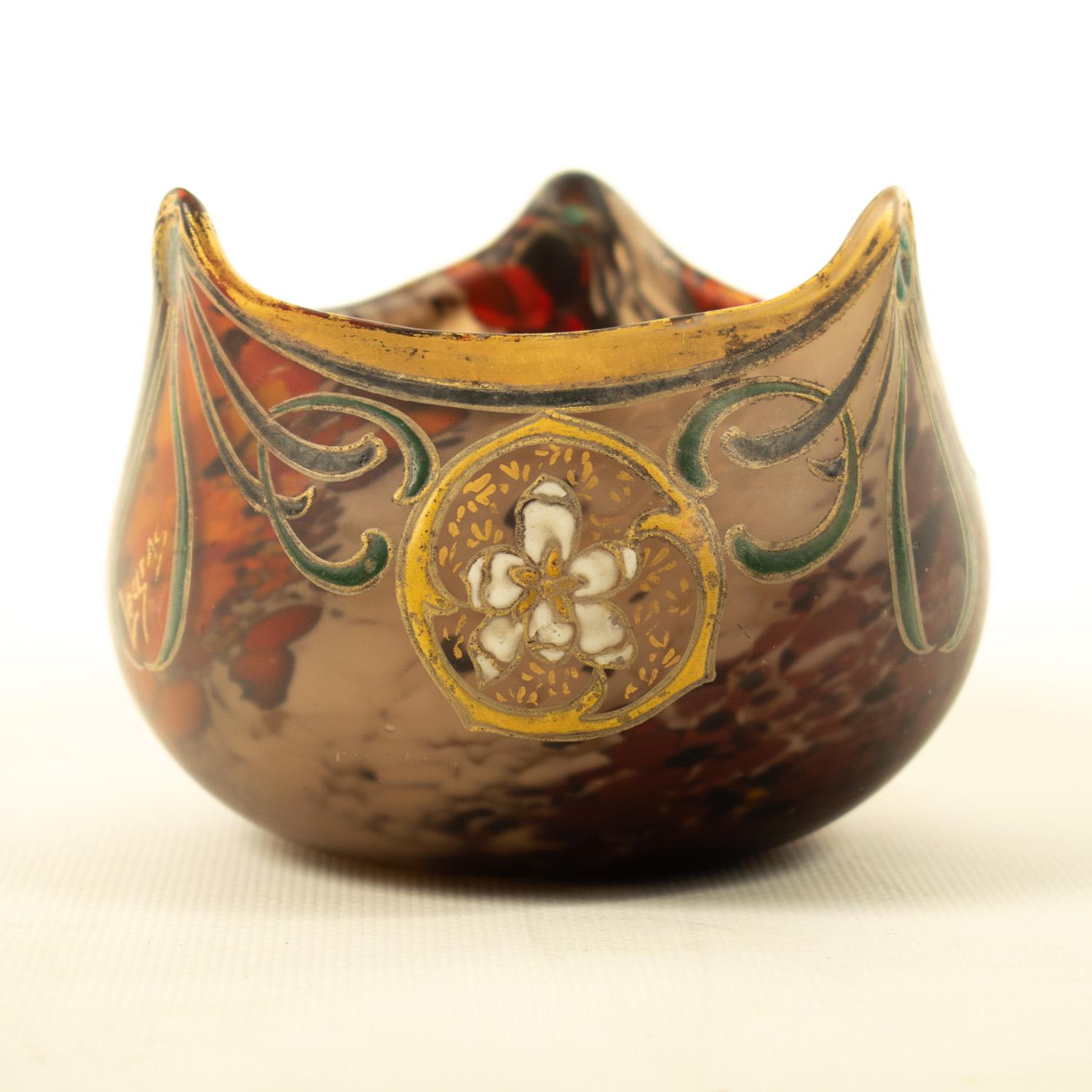 Art Nouveau LE GRAS - ART NOUVEAU Vaso a sfera in vetro soffiato in vendita