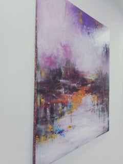 « April story » rose-orange (120-100 cm), peinture, acrylique sur toile