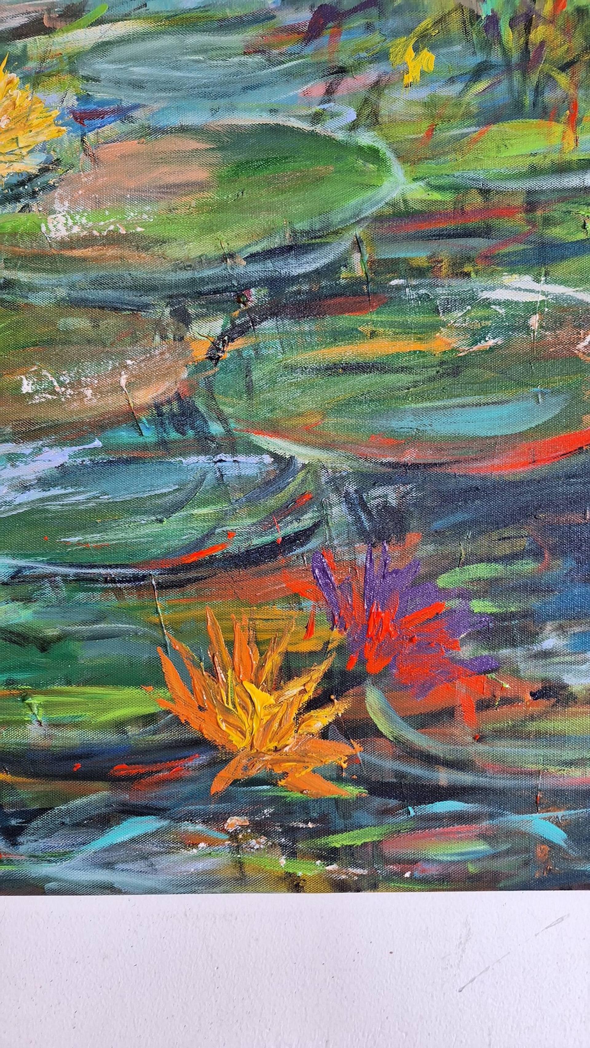 nuit d'automne au clair de lune, peinture, acrylique sur toile en vente 1